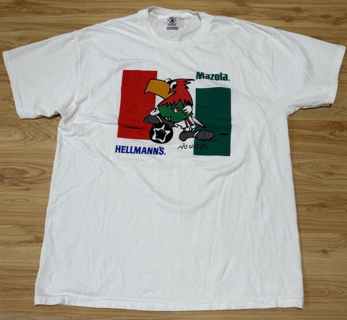 VINTAGE MAZOLA HELLMAN’S AGUIGOL EL TRI MEXICO SOCCER T-SHIRT SZ XL USA EUC