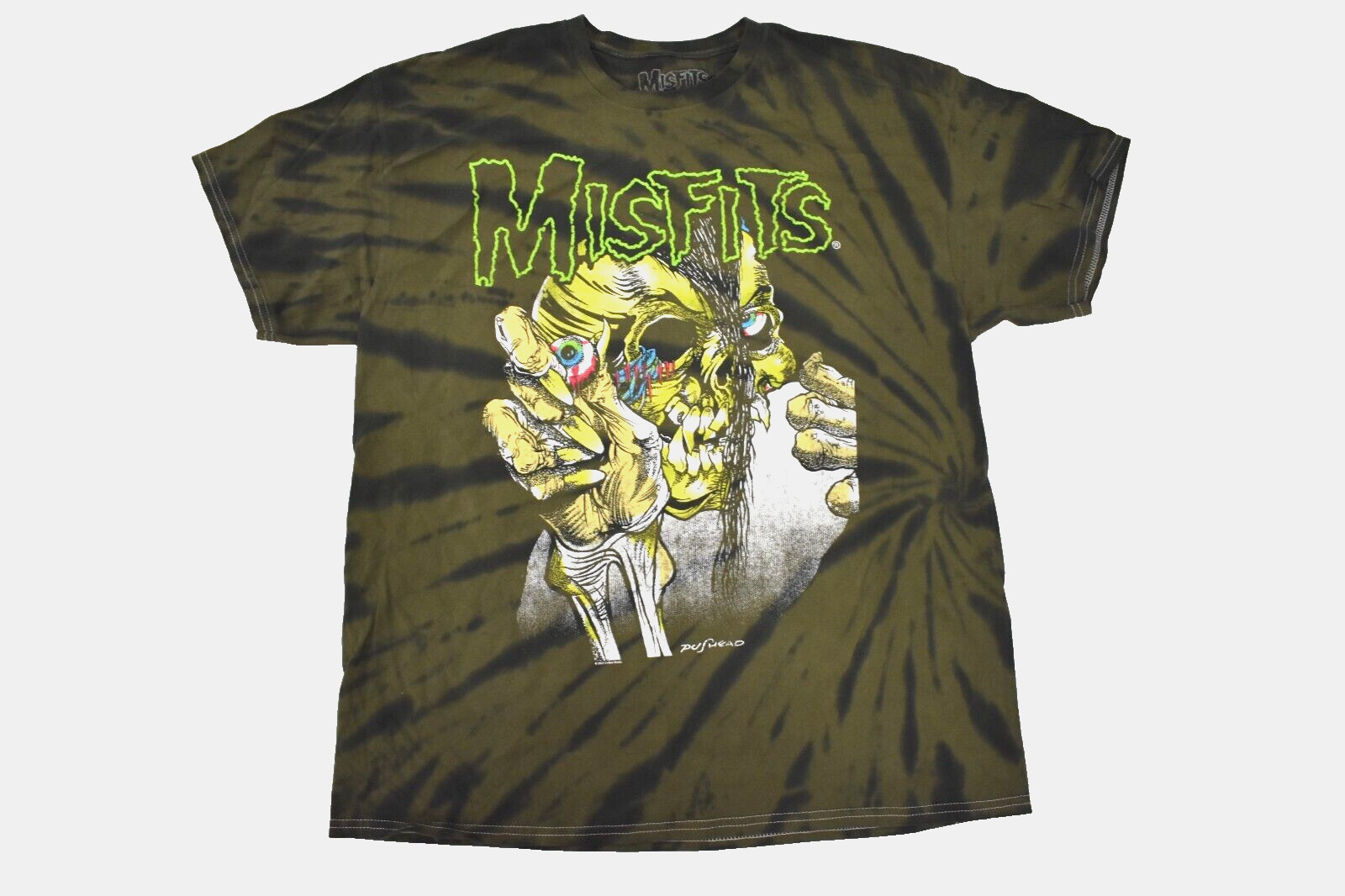 Misfits Mens Misfits Punk Rock Crimson Ghost Green Black Tie Dye Shirt New Large