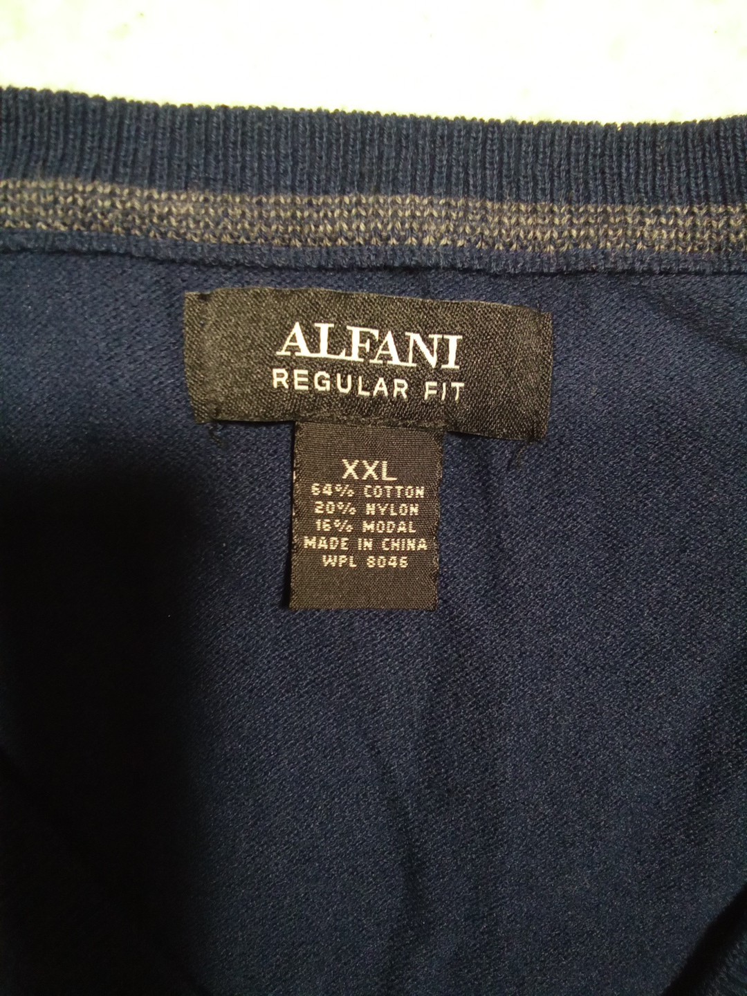 Alfani Modal Blend Regular Fit V-Neck Long Sleeve T-shirt Men’s 2XL Blue