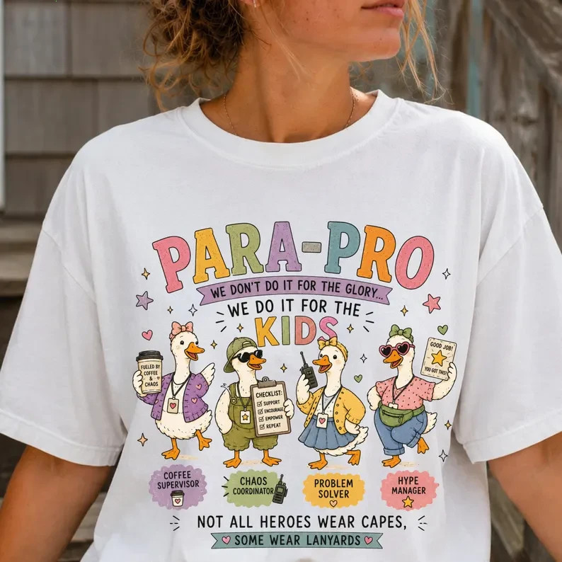 Paraprofessional Shirt Para Pro Teacher Assistant School Staff Gift Duck Tee