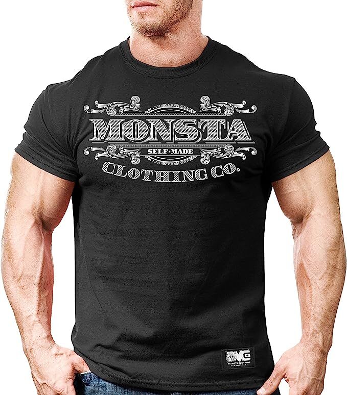 Monsta Clothing Co. Men’s Bodybuilding Workout Self Made Athletic Gym Graphic T