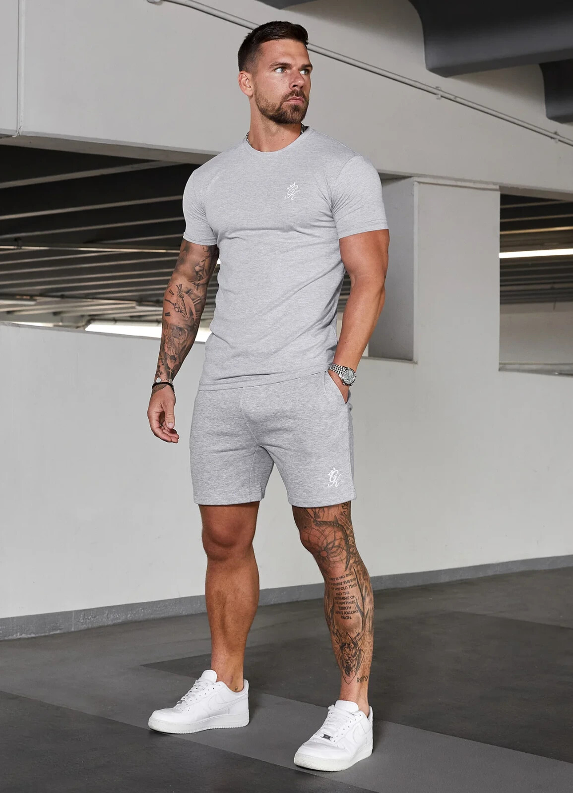 Gym King Shorts Set Mens Designer T-Shirt Shorts Twin Tracksuit Slim Fit