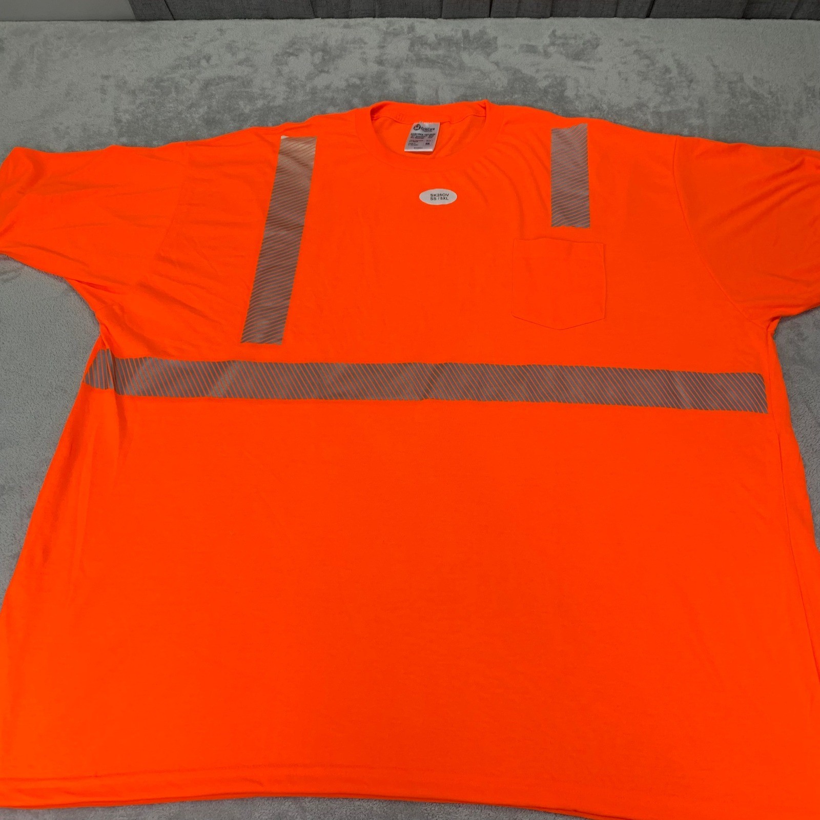 Men’s Hi-Vis Orange Reflective Safety Work Shirt 5XL ANSI Class 2 3M Scotchlite