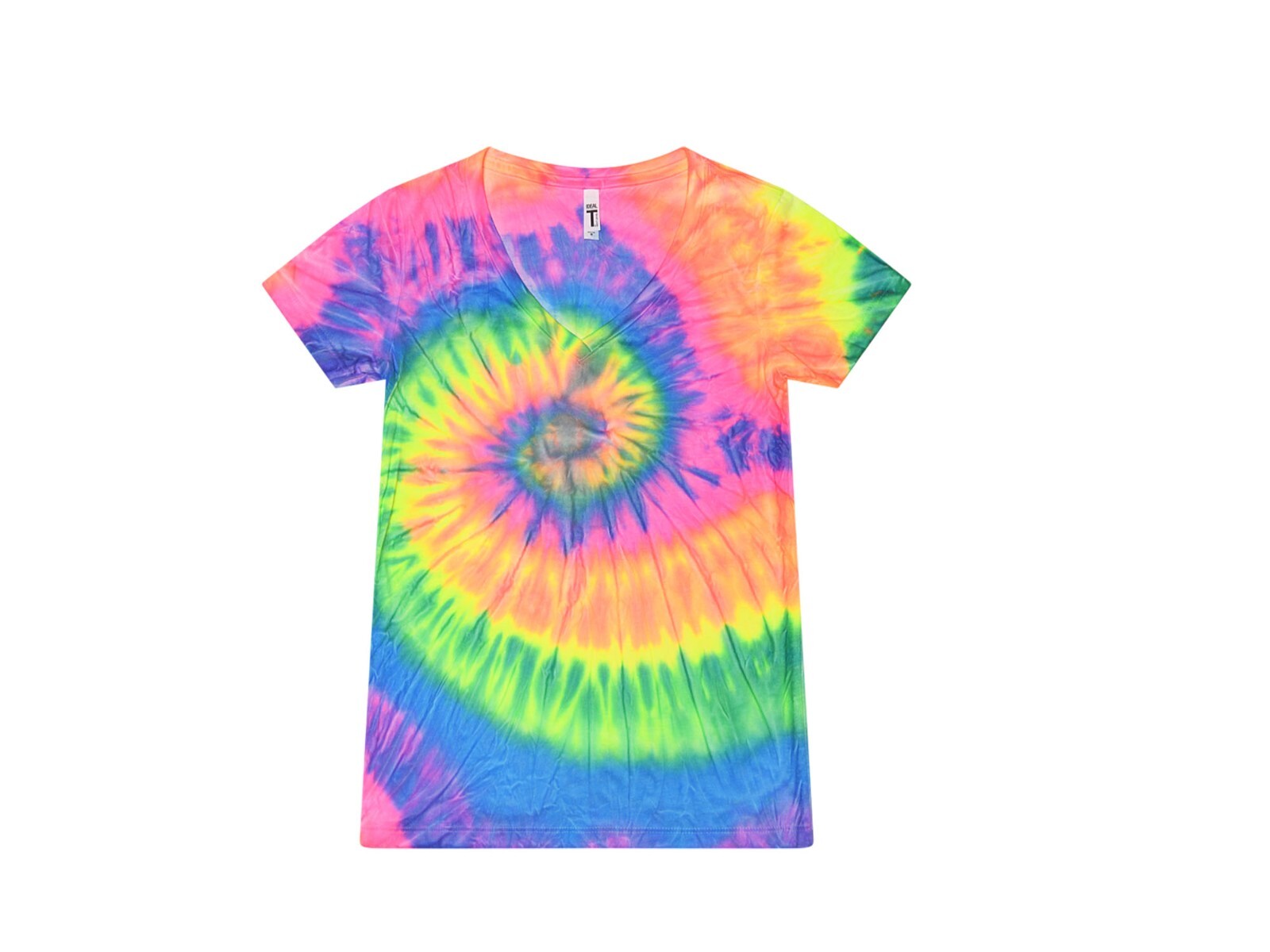 Multi-Color V-Neck Tie Dye T-Shirts Adults Short Sleeve Cotton Colortone