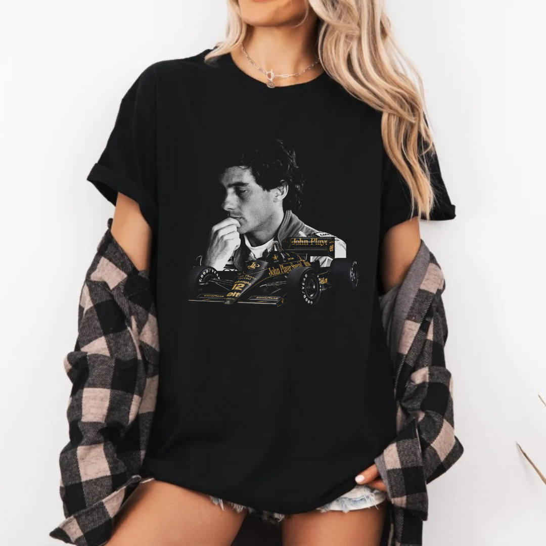 T-Shirt Retro Ayrton Senna L-otus Formula One Graphic Motorsport Shirt S-3XL