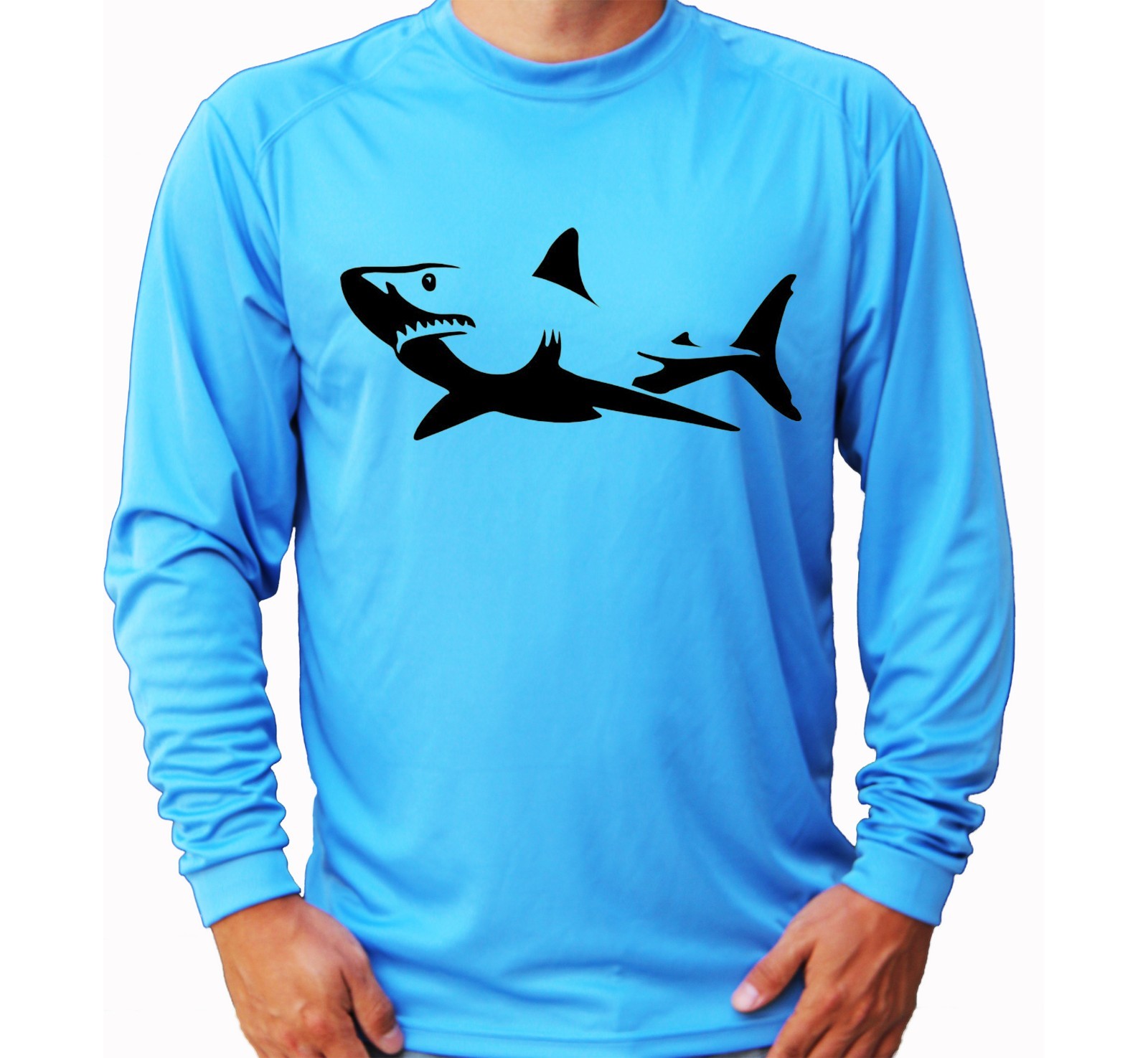 Shark Fish Long Sleeve UPF 30 T-Shirt Sport Fishing Boat UV Sun Protection