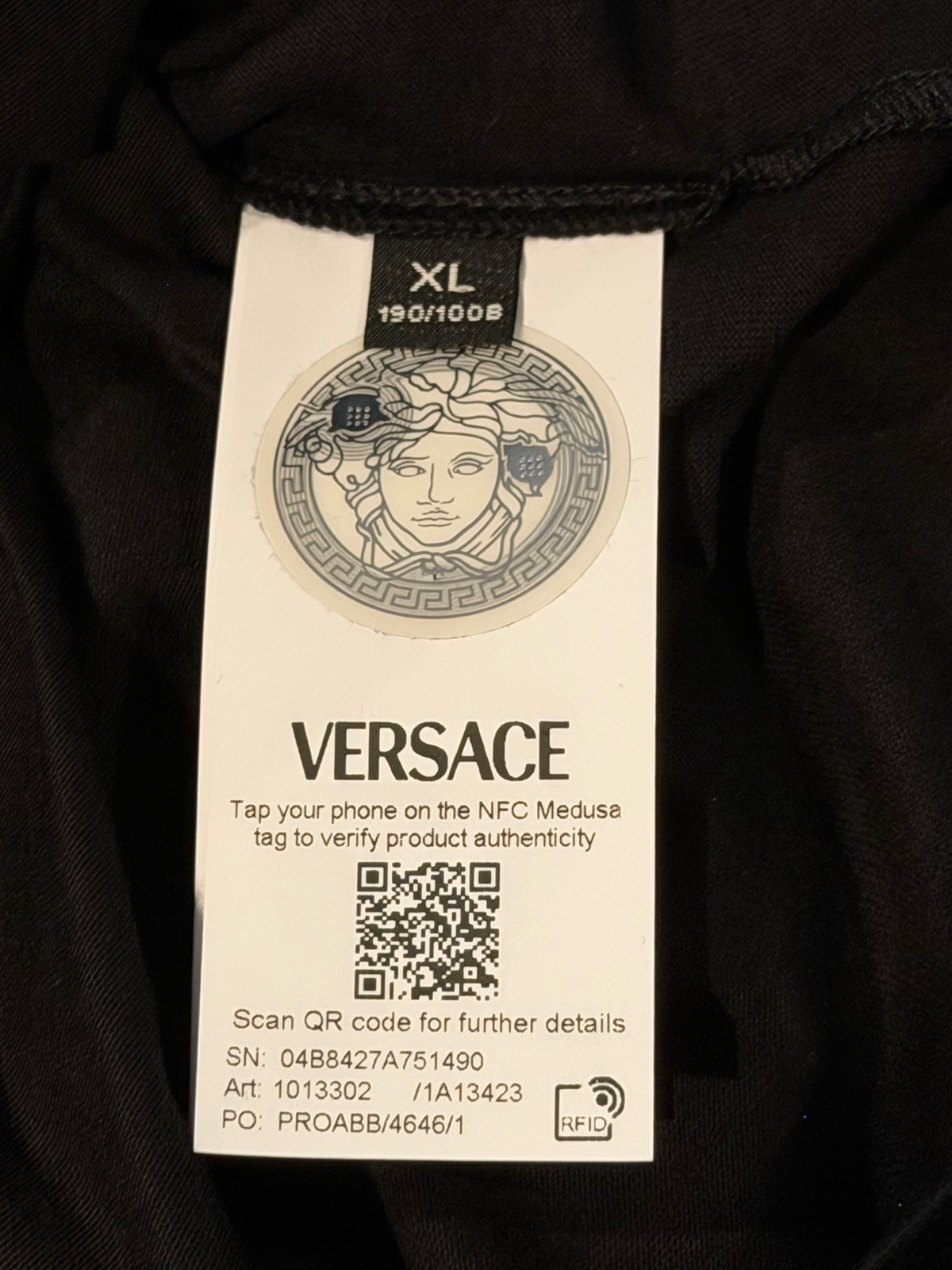 Versace Pop Pin Mesusa Black Cotton Jersey T-shirt Men’s Size XL Authentic