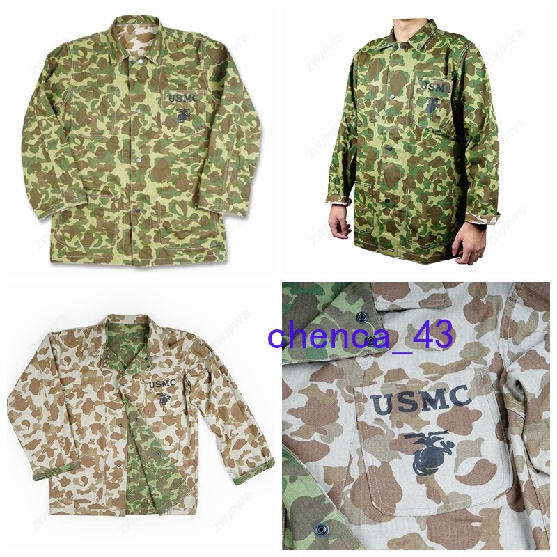 WWII US Army Solider USMC Pacific Camo Jacket Cotton Reversible Coat Casual Tops