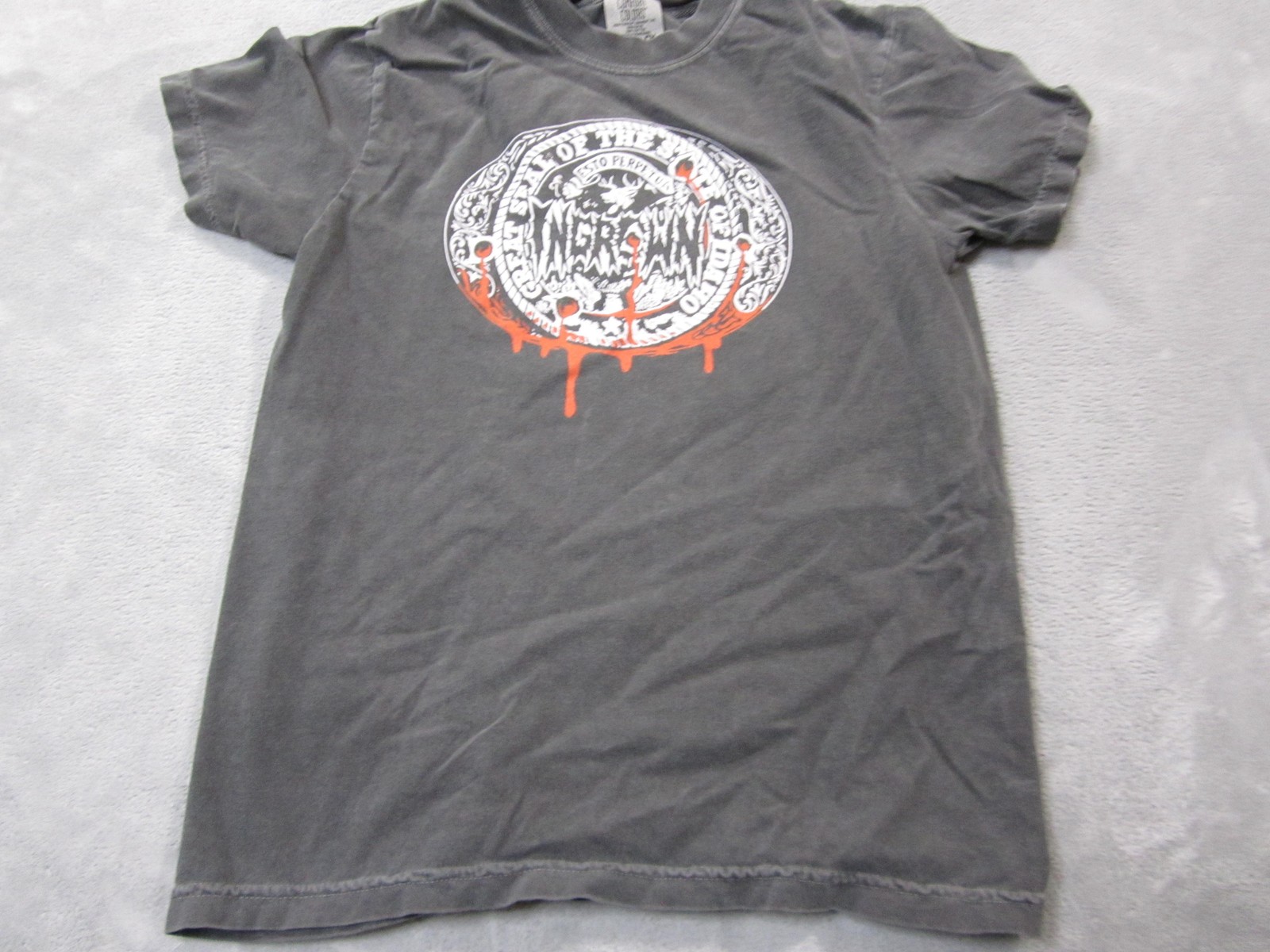 Comfort Colors Shirt Mens Small Gray Watch Your Back Skull Graphic Tee Horror