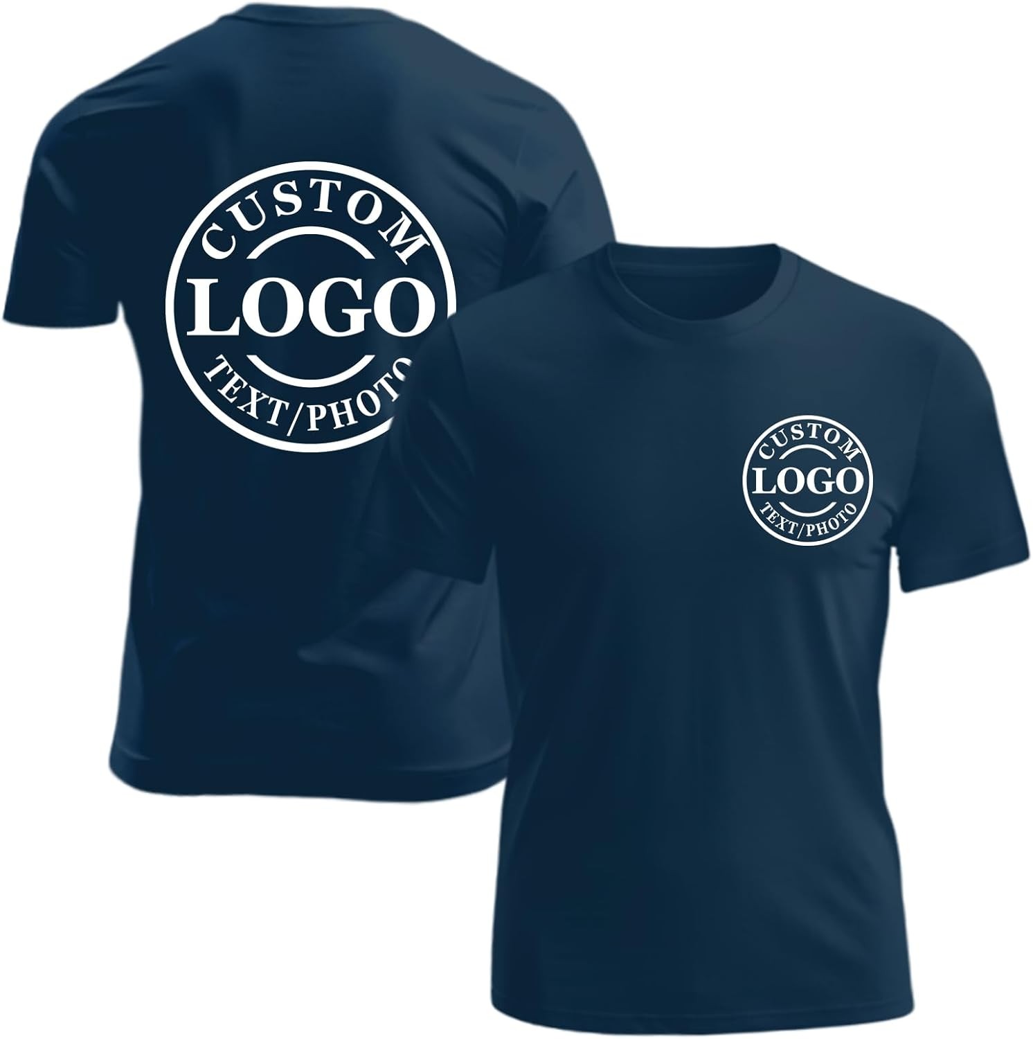 Custom Business Logo T-Shirt Front Back Upload Photo Text Logo 100% Cotton