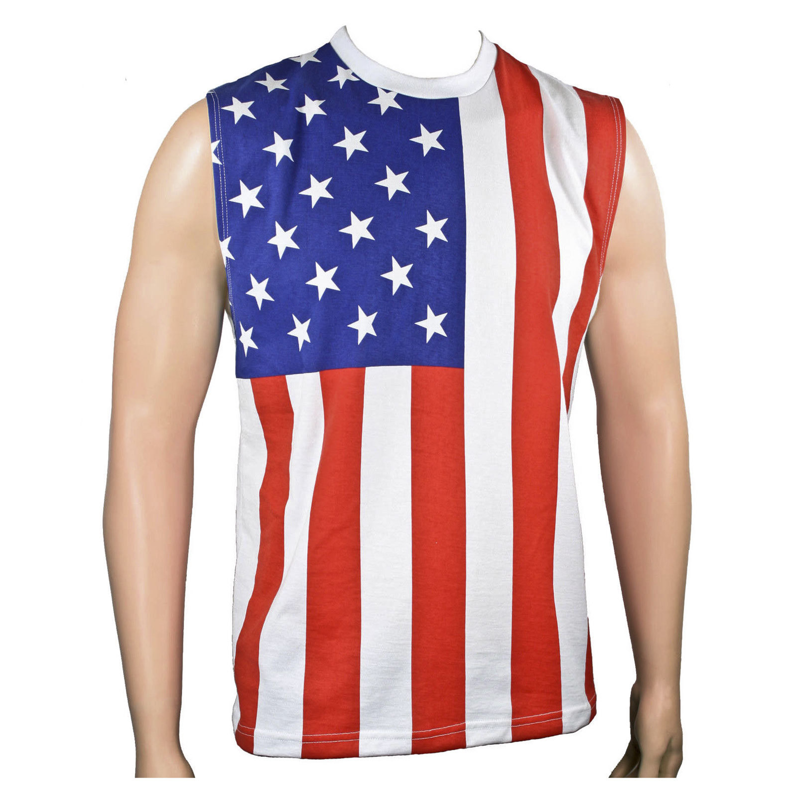 Adult Men’s USA American Flag 4th of July Patriotic Sleeveless Shirt Tank Top