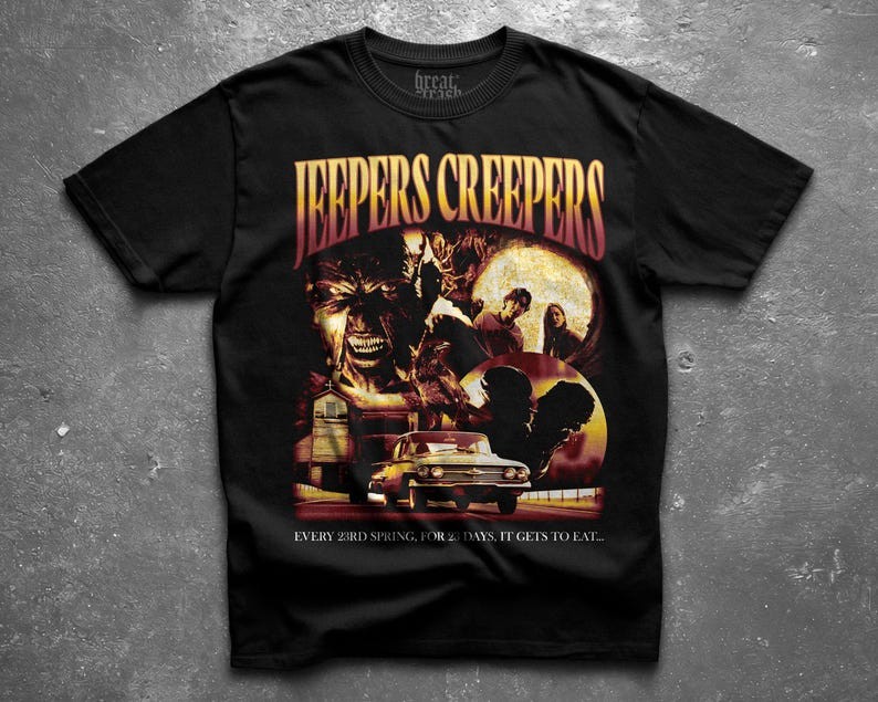 Jeepers Creepers Shirt, Retro 2000s Horror Movie Graphic Tee Dark Horror Fan Gif