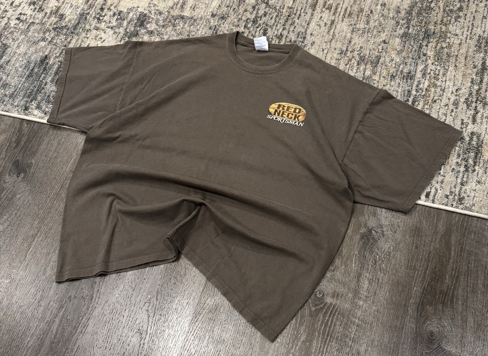 Vintage Y2K Redneck Sportsman T Shirt—Baggy Boxy Earth Tone Brown Men’s XXXL