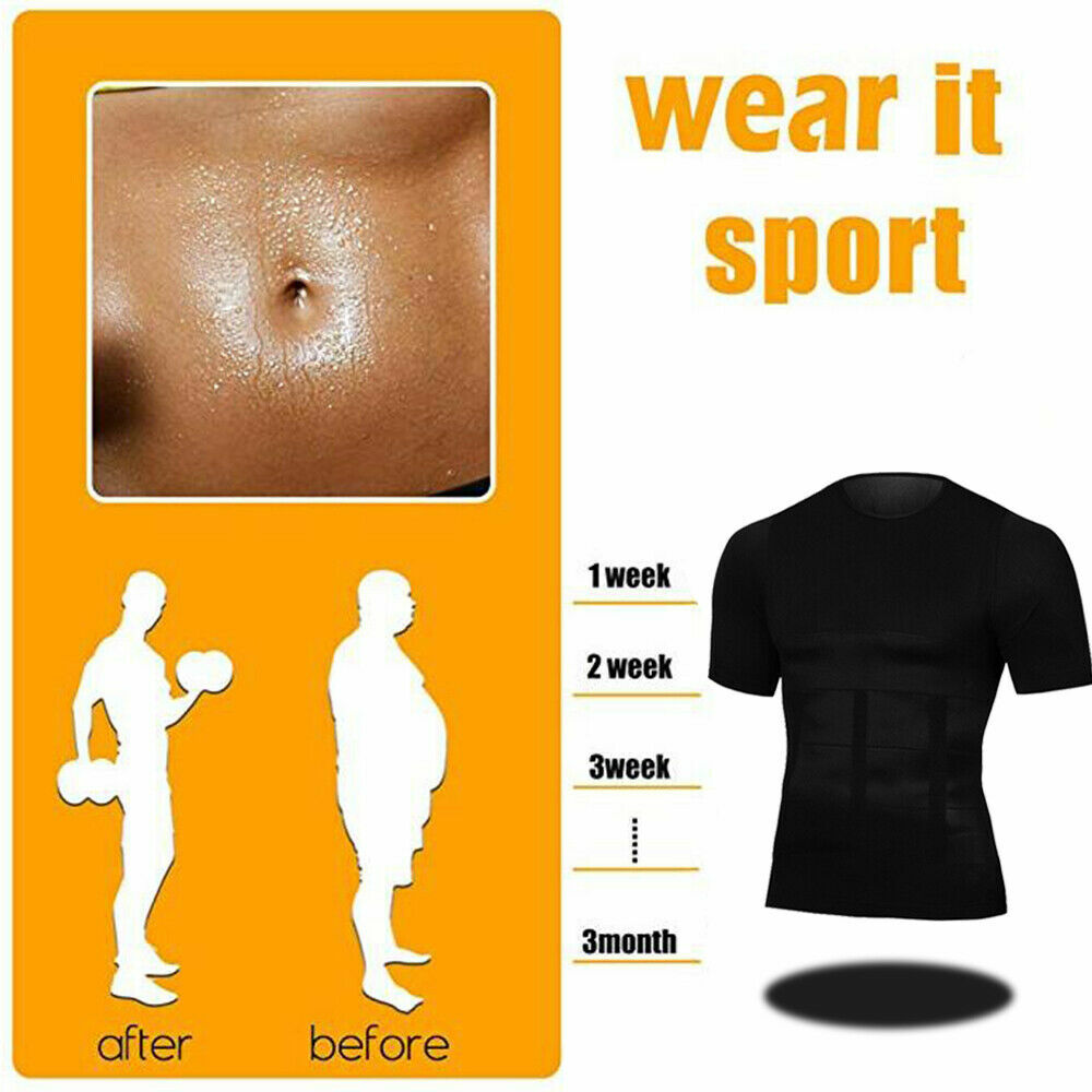 Men Slimming Body Shaper Posture Corrector Vest Abdomen Compression T-Shirt Tops