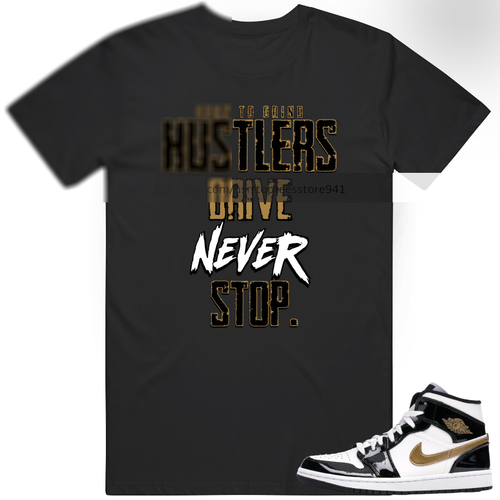 Shirt To Match Air Jordan 1 Mid Patent Black White Gold Men
