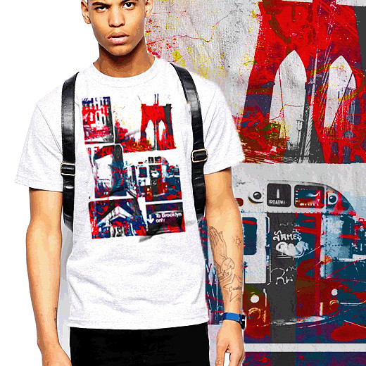 Brooklyn T-shirt BK New York NYC Brooklyn 1993 abstract art brooklyn bridge tee