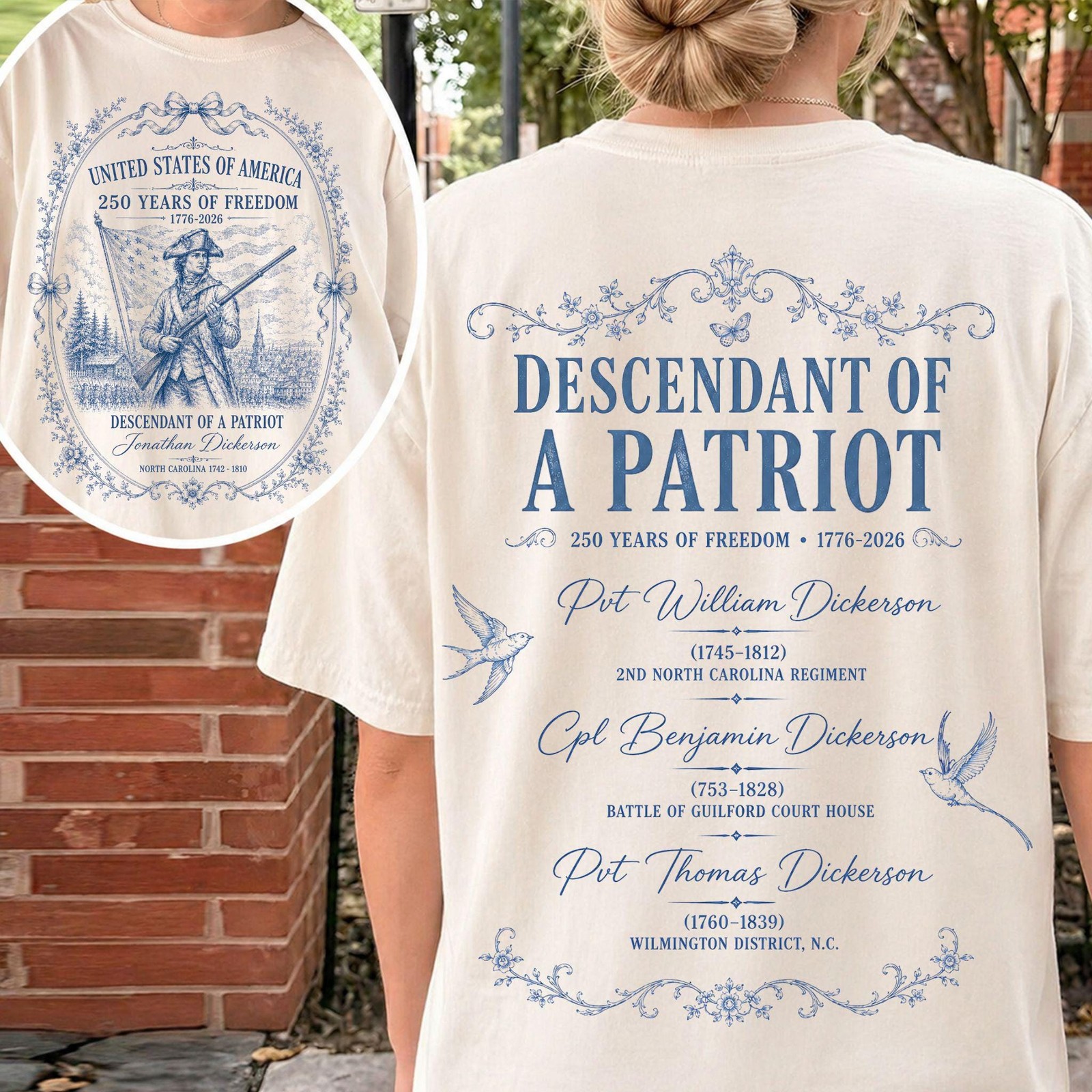 Descendant of a Patriot Shirt Custom Revolutionary War Genealogy Tee