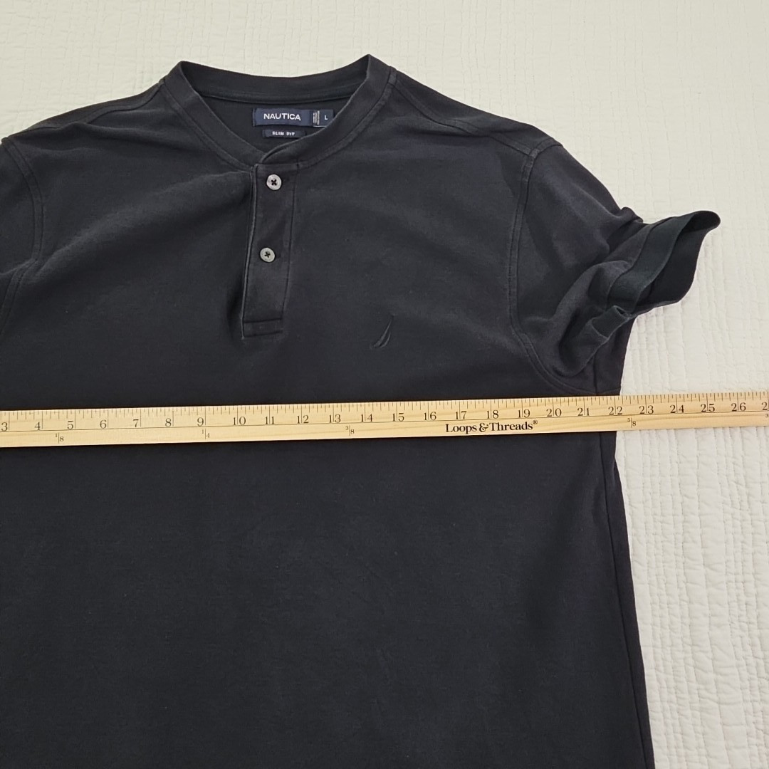 Nautica Slim Fit Heavy Crew Neck Shirt Men’s Large Dark Navy Blue EUC LN