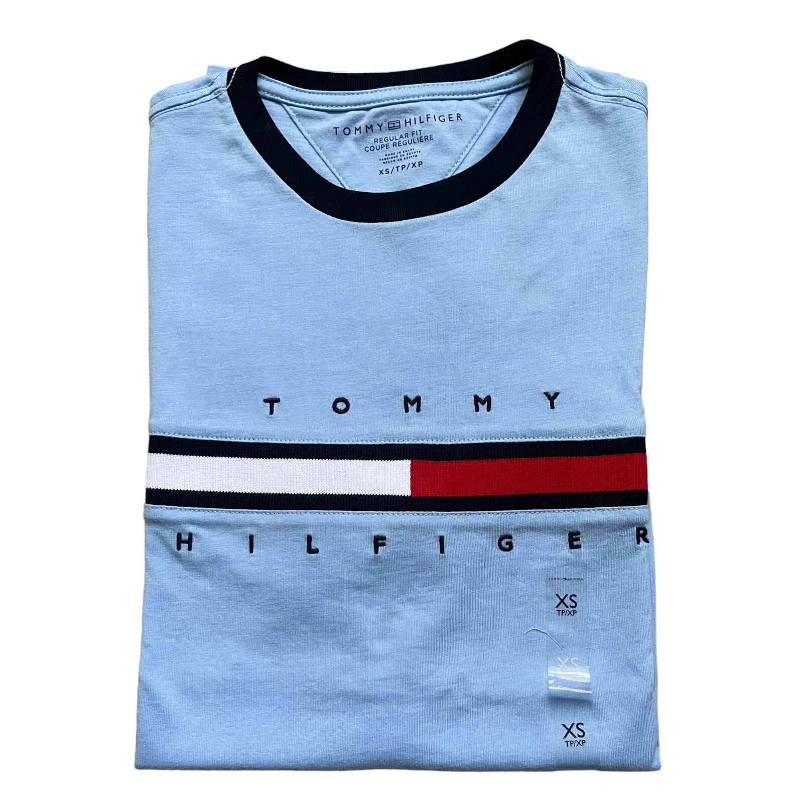 NWT Tommy Hilfiger Men’s Regular Fit Cotton Signature Stripe Logo T-Shirt Tee