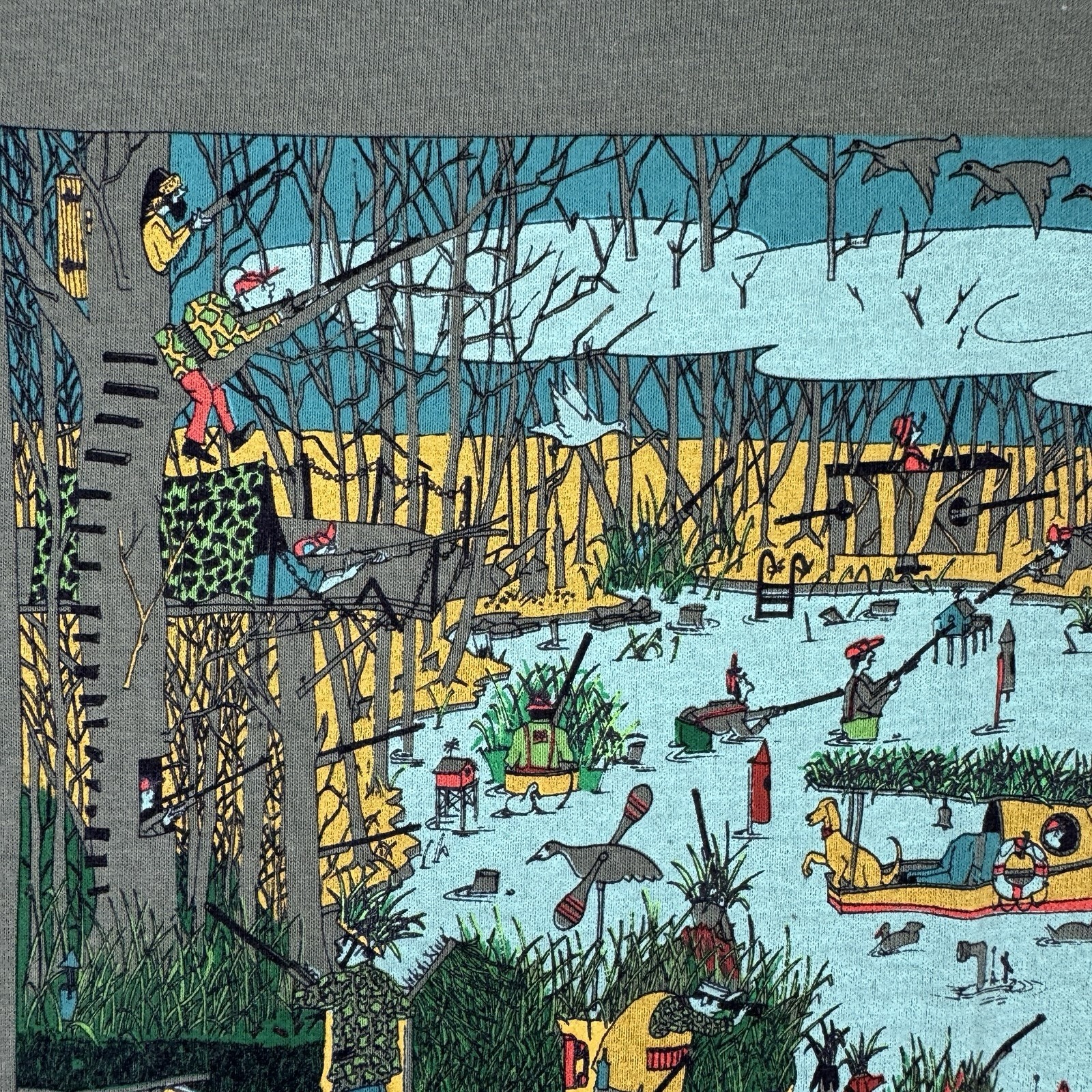 VTG 90s Duck Hunting Graphic T Shirt Single Stitch USA Humor Outdoor Rifle Large