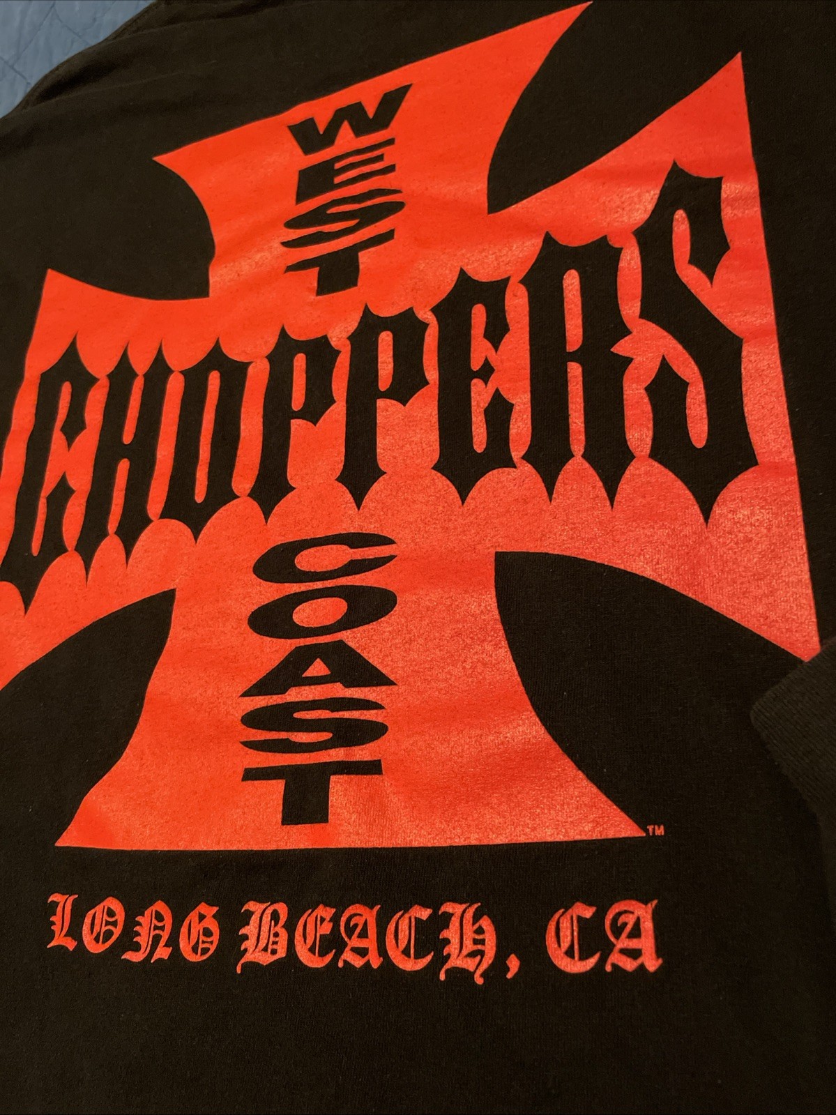 VTG 2004 West Coast Choppers CFL Black Fire Flame Skull LS Shirt Size XXL