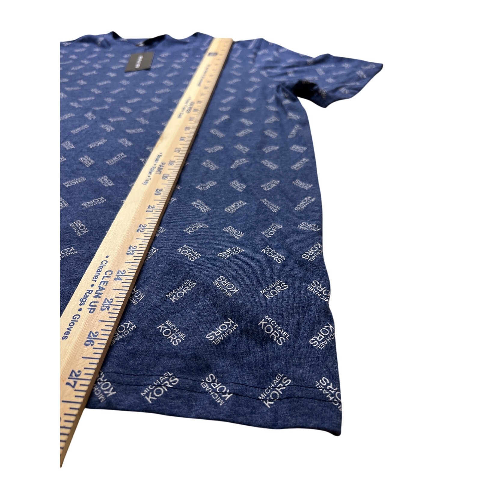 Michael Kors Men’s Allover Print Indigo Blue White Shirt Tee Size Large L New