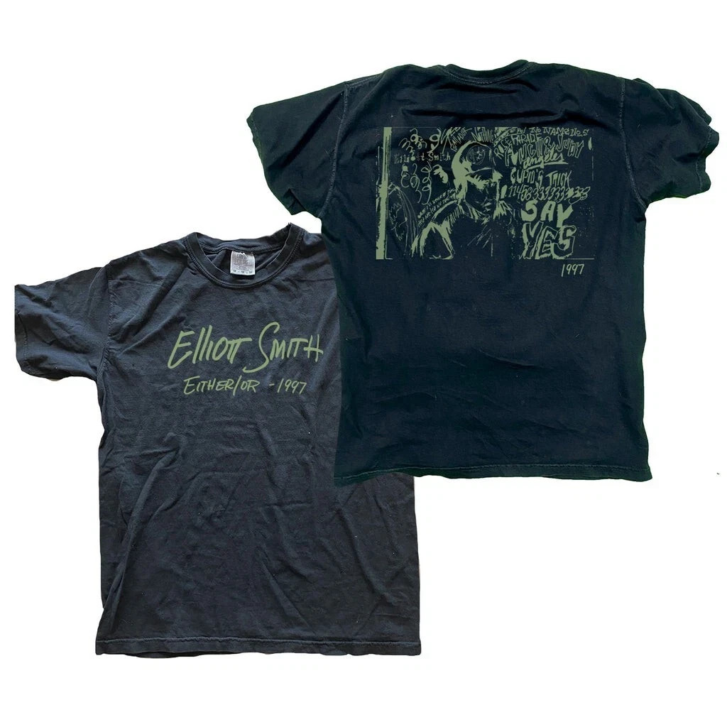 ELLIOTT SMITH Black Either Tour 1997 T Shirt Full Size S-5XL