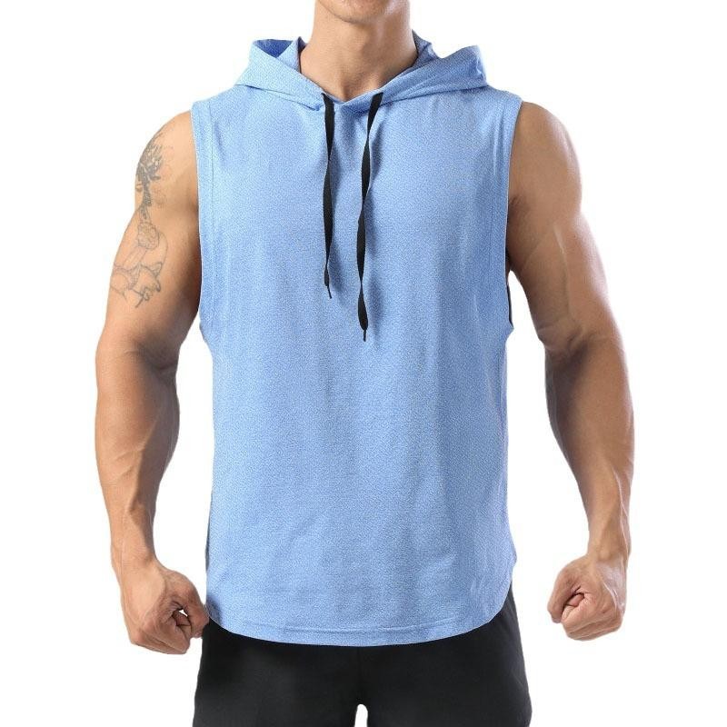 Gym Bodybuilding Men’s Hooded Tank Tops T Shirt Sleeveless Vest Workout Hoodie
