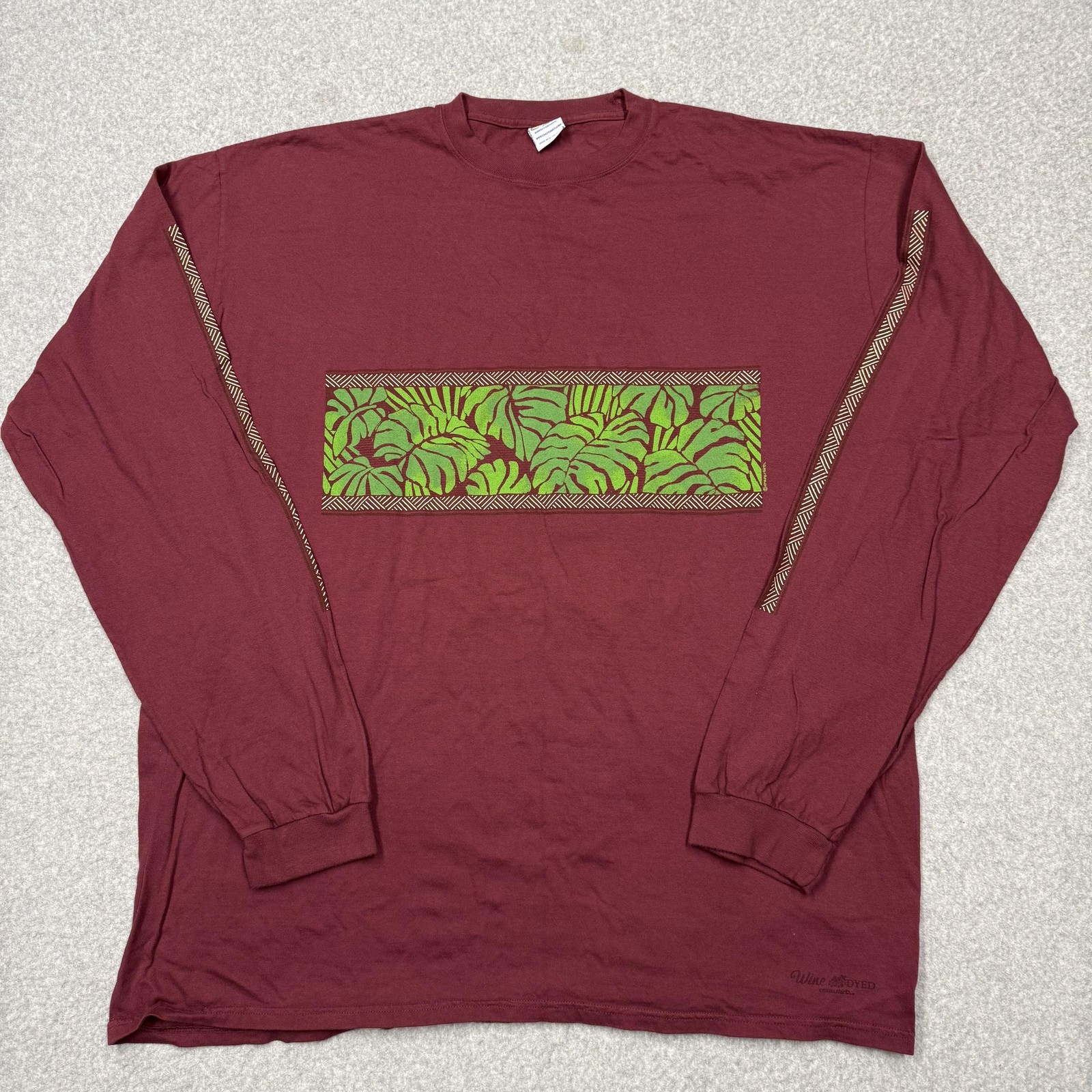 Crazy Shirts Wine Dyed Leaves Shirt Mens 2XL Red Long Sleeve Graphic Tee