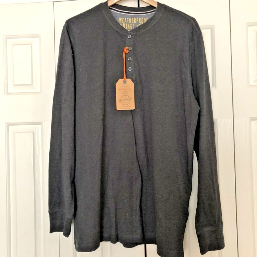 weatherproof long sleeve henley black XL new with tags cotton poly blend