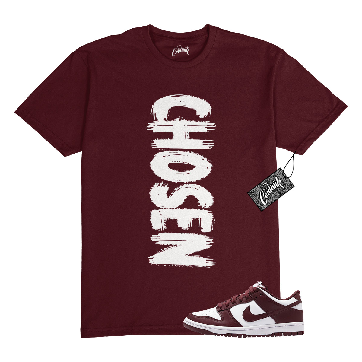 Dunk Team Red White Low Maroon Burgundy T Shirt Match CHOSEN