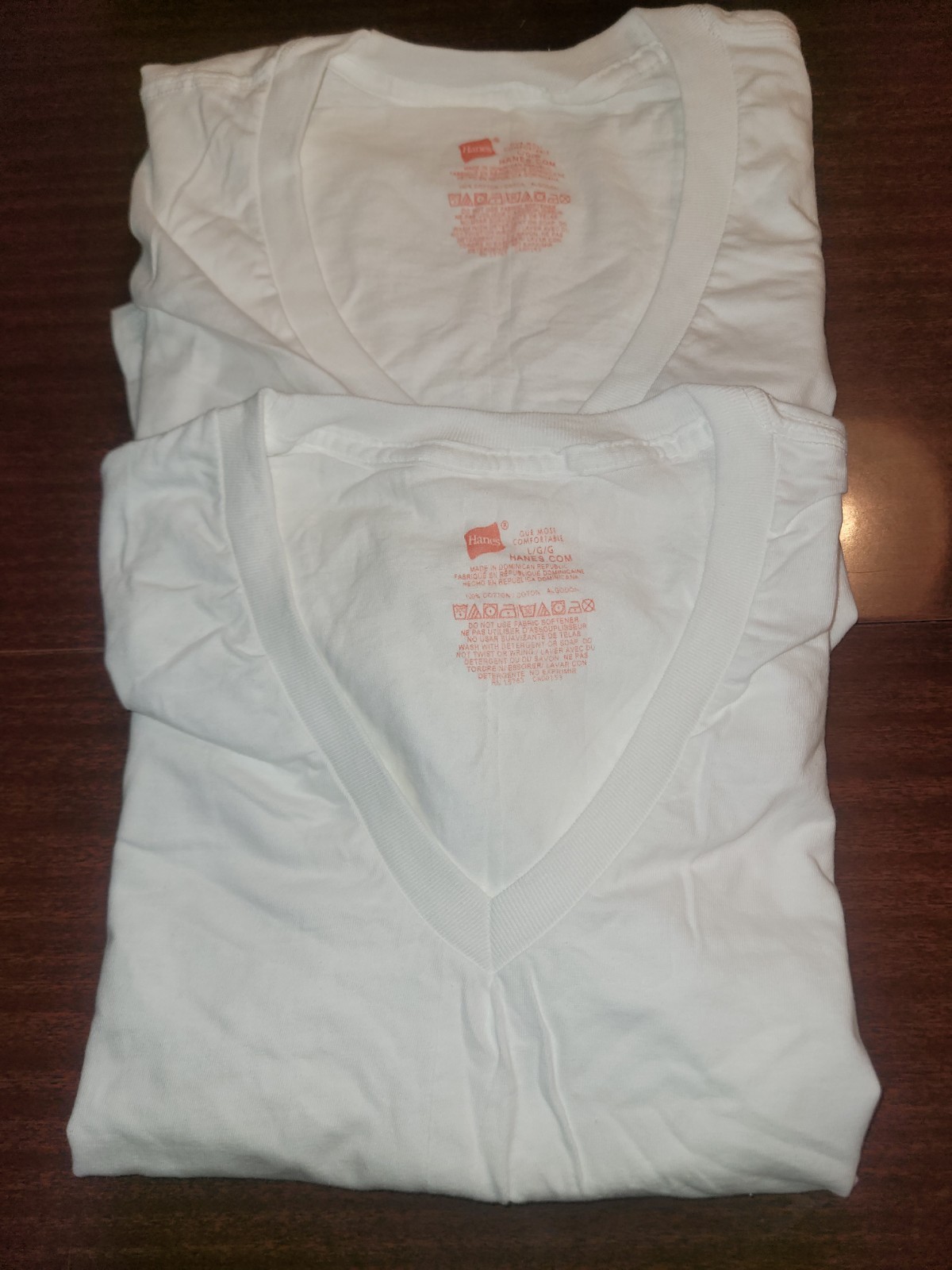Hanes ComfortBlend V-neck T-shirts, Size Large, 2 Pack