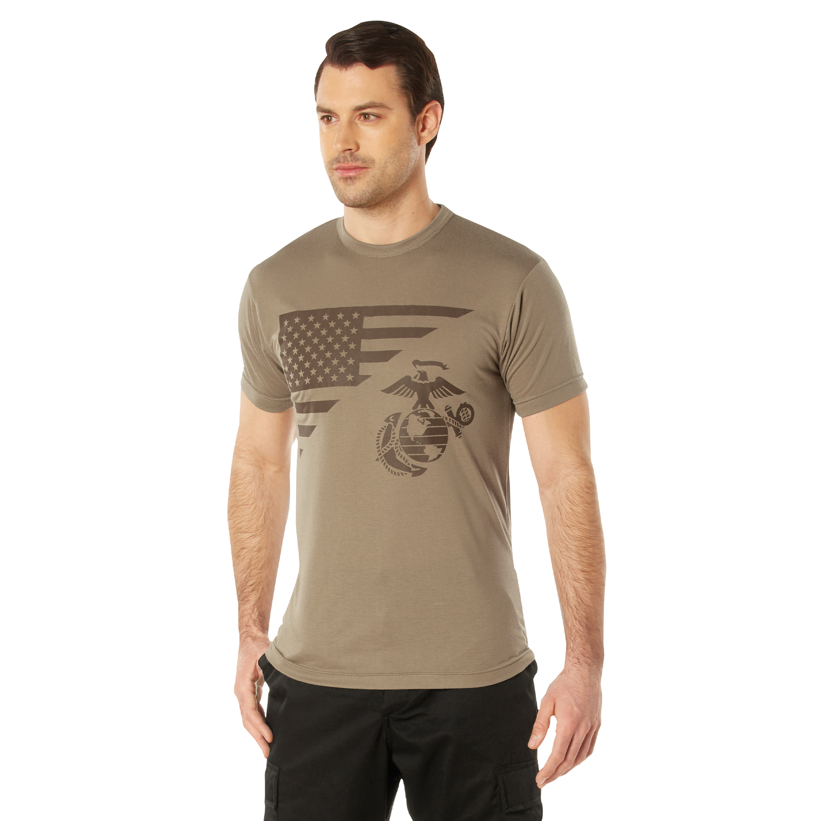 USMC Eagle Globe & Anchor Moisture Wicking T-Shirt – AR 670-1 Coyote Brown