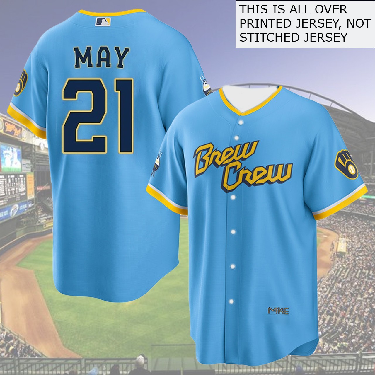 HOT! Welcome Dustiin May #21 To MilwaukeeTeam Player Name & Number For Fans