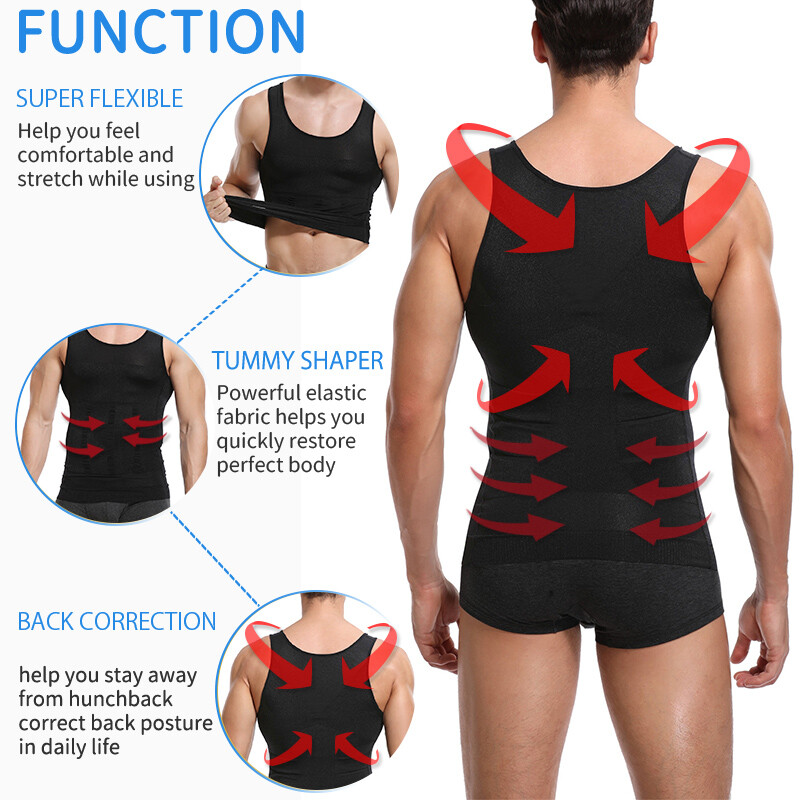 Men Muscle Abs Compression Vest Sweat Body Shaper Tank Top Slimming T-Shirt US