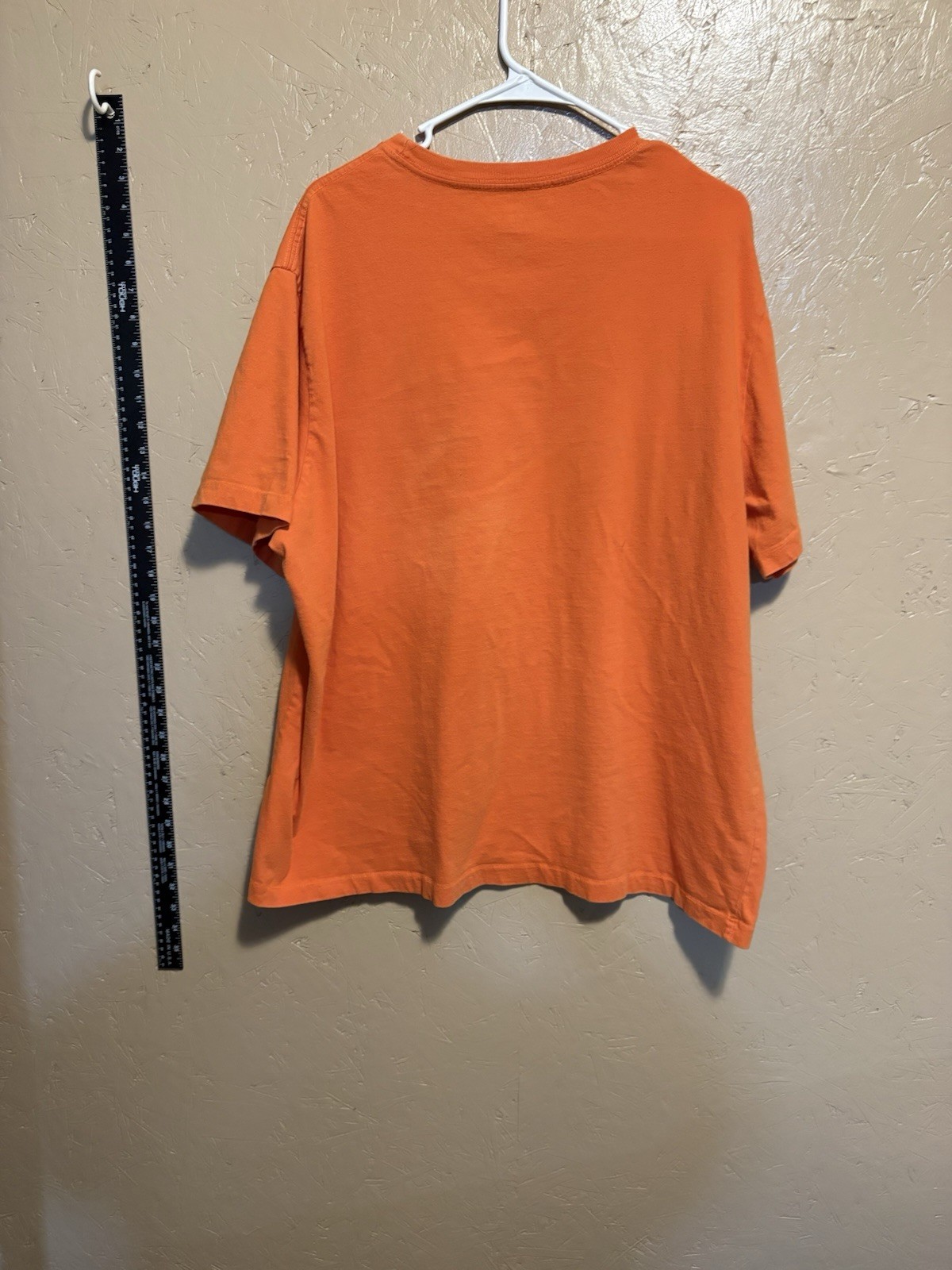 Men’s Biker Motorcycle Graphic Print Orange Cotton Crew Neck Pocket Tee 2XL