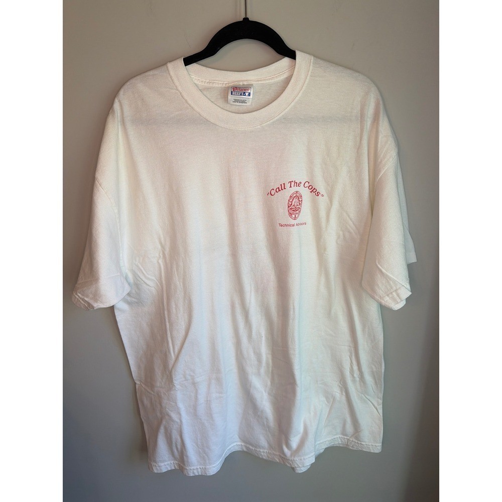 Vintage Hanes Beefy-T Call The Cops Technical Advisors Graphic Tee White Mens XL