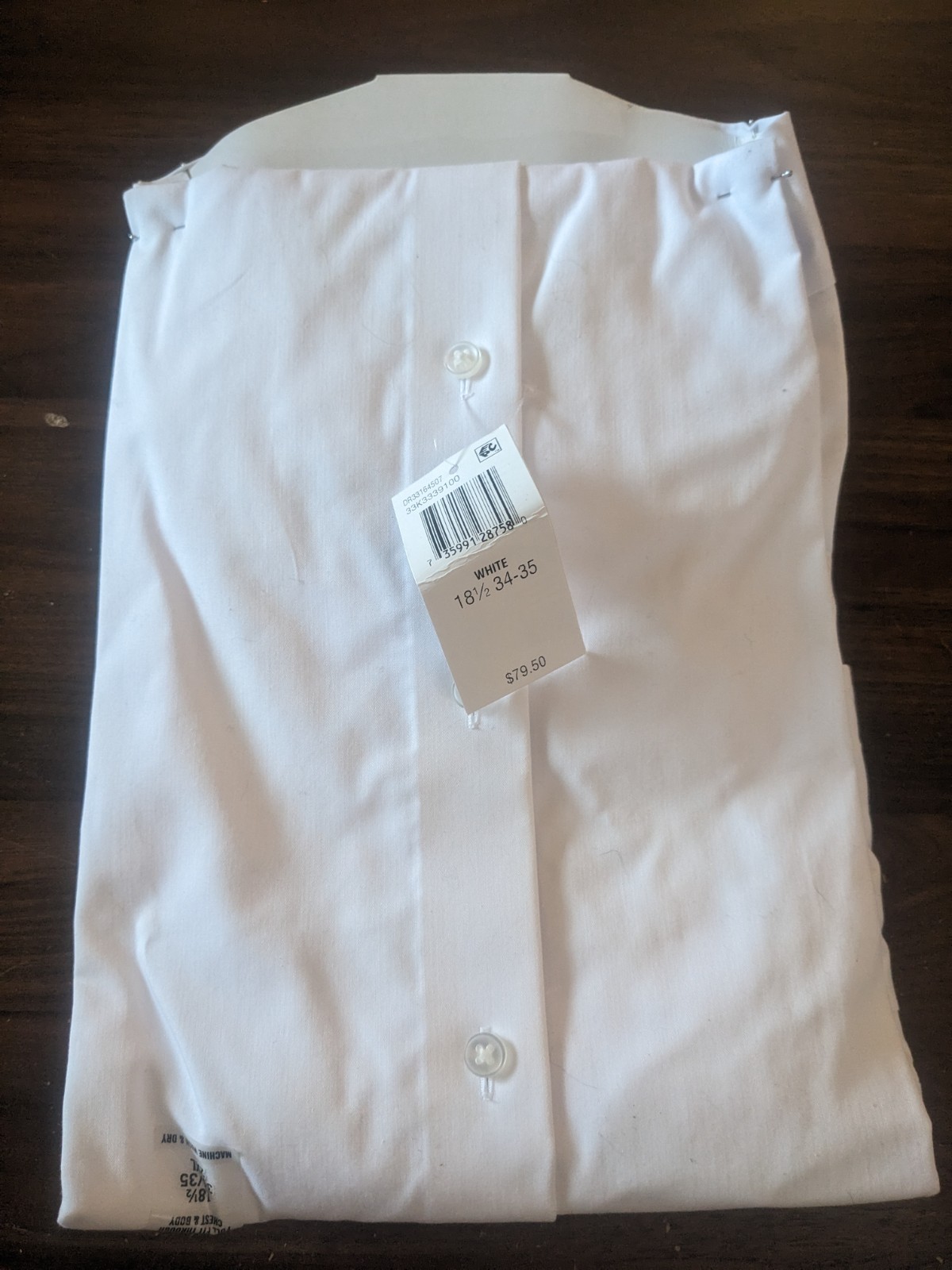 18 1/2 34/35 Calvin Klein Men’s Non-Iron Herringbone French Cuff Dress Shirt