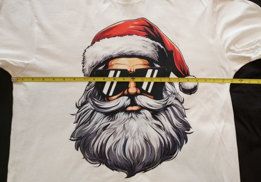 Gildan Harley Biker Santa Claus Sunglasses Retro Tee White Men’s XL