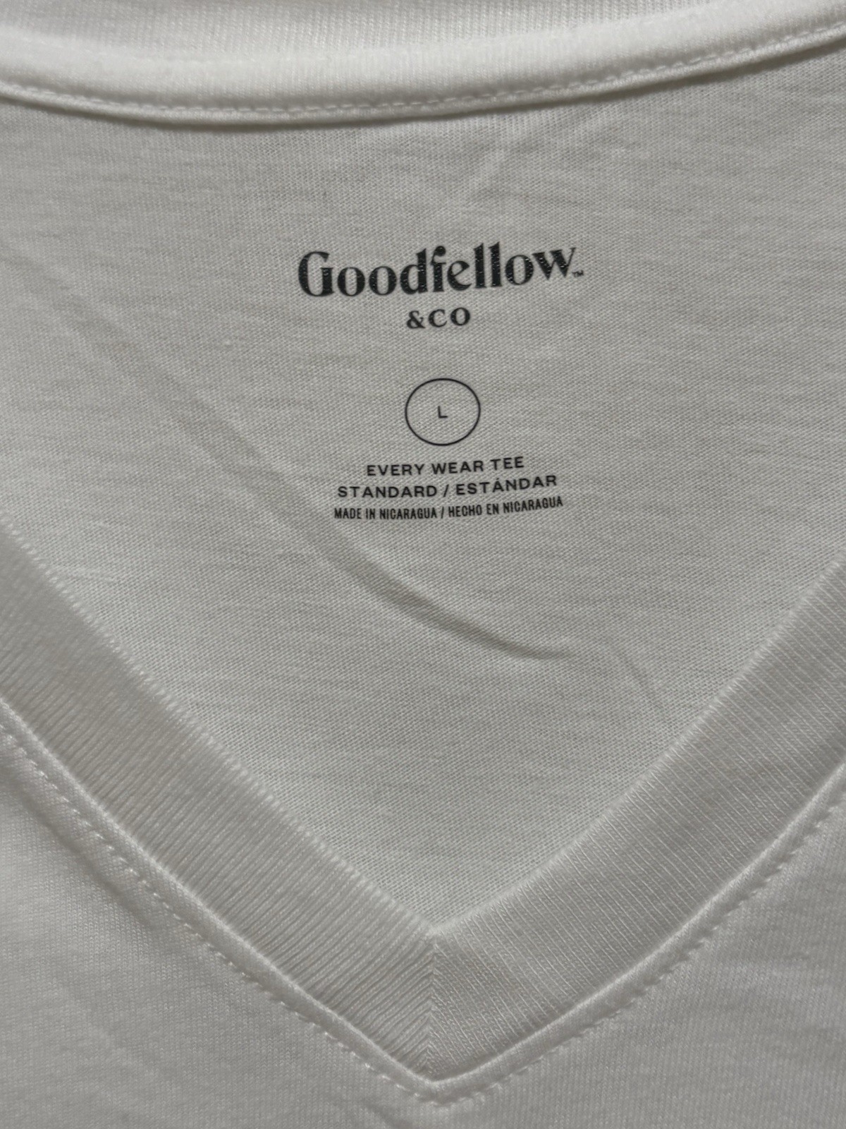 Goodfellow Every Wear V-Neck T-Shirt Men’s L White NWT Cotton Blend Tee