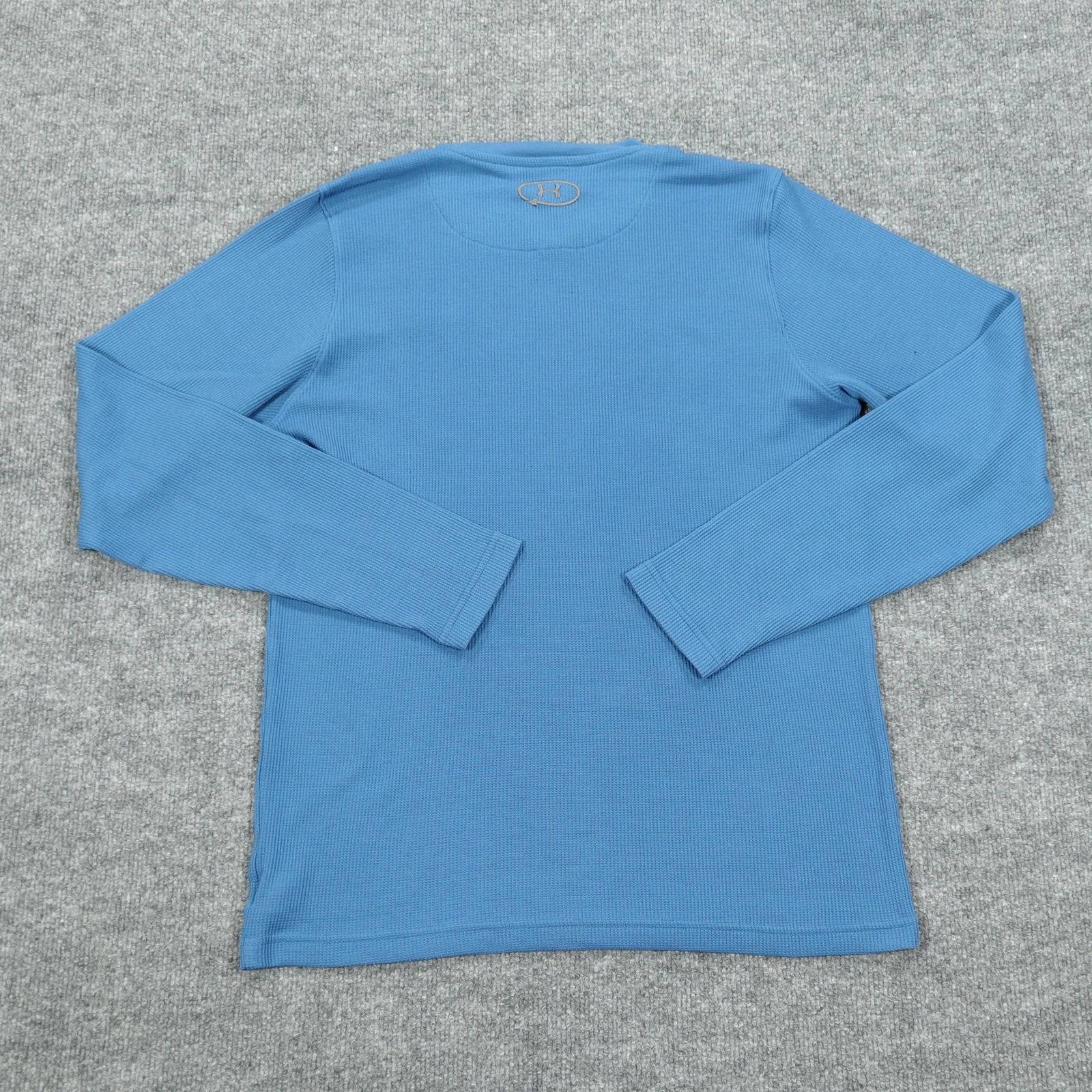 Under Armour Shirt Mens Medium Blue Long Sleeve Thermal Crew Neck Waffle Knit