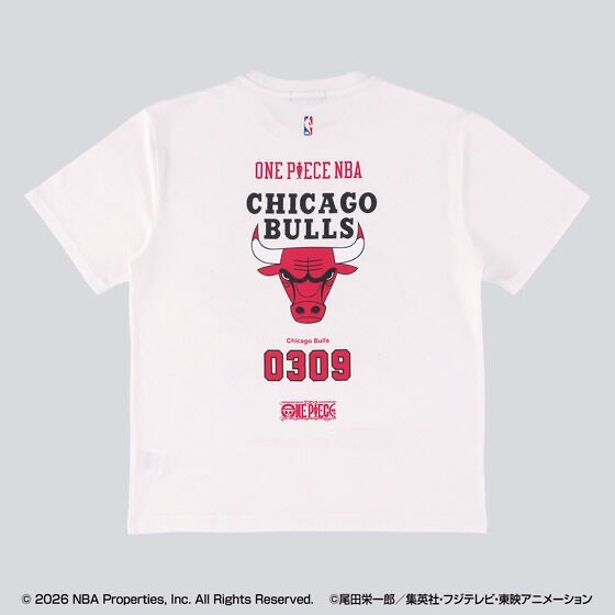 ONE PIECE × NBA T-Shirts Shanks×CHICAGO BULLS BLACK、White
