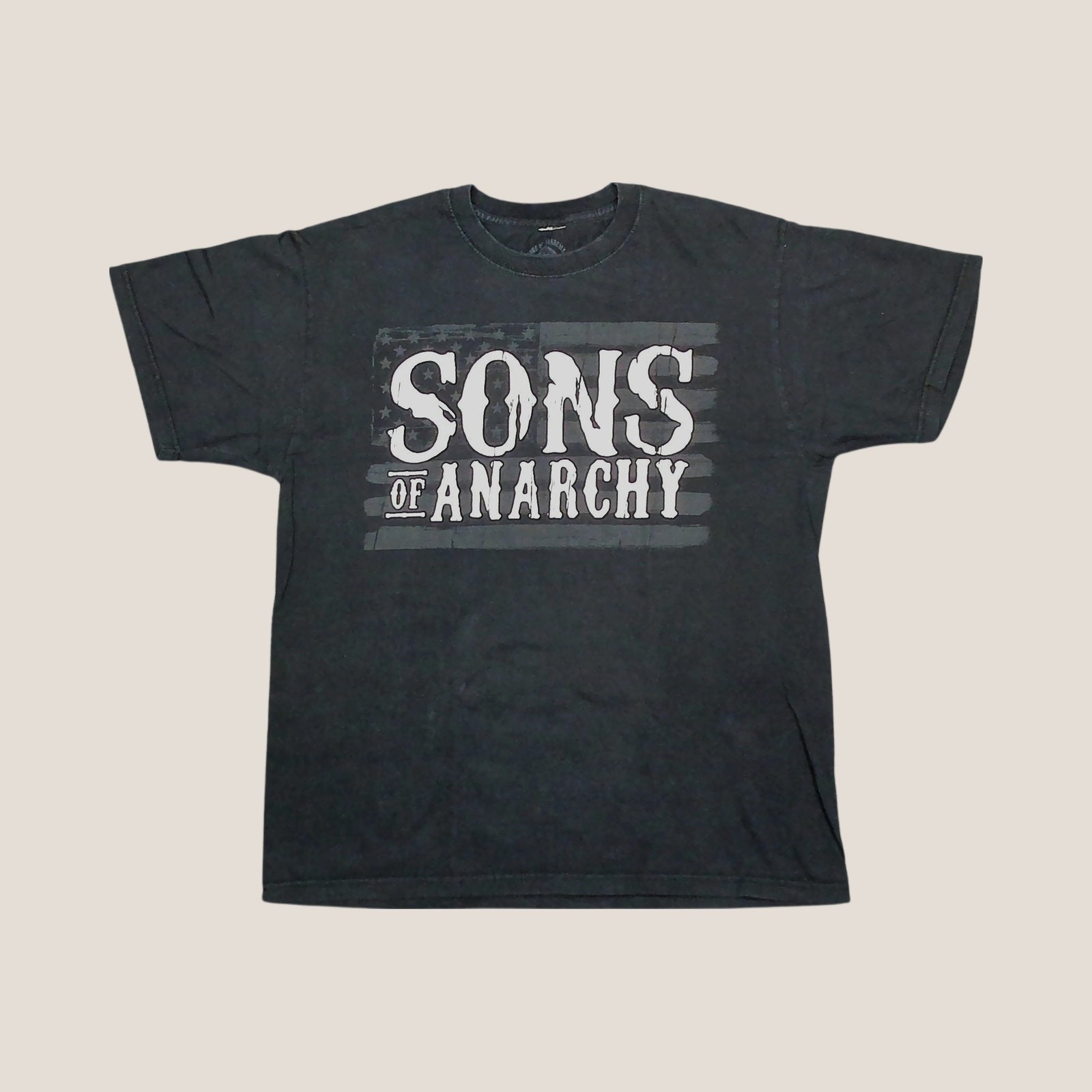 Sons Of Anarchy SAMCRO T-Shirt Mens L Grim Reaper American Flag Biker Grunge