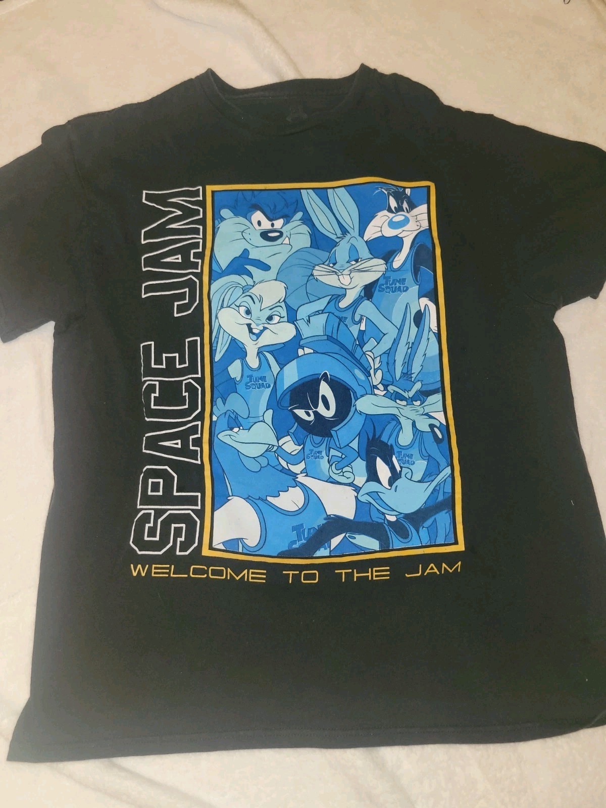 Space Jam Men’s L Black Short Sleeve Crew Neck Looney Tunes Graphic Logo Tee