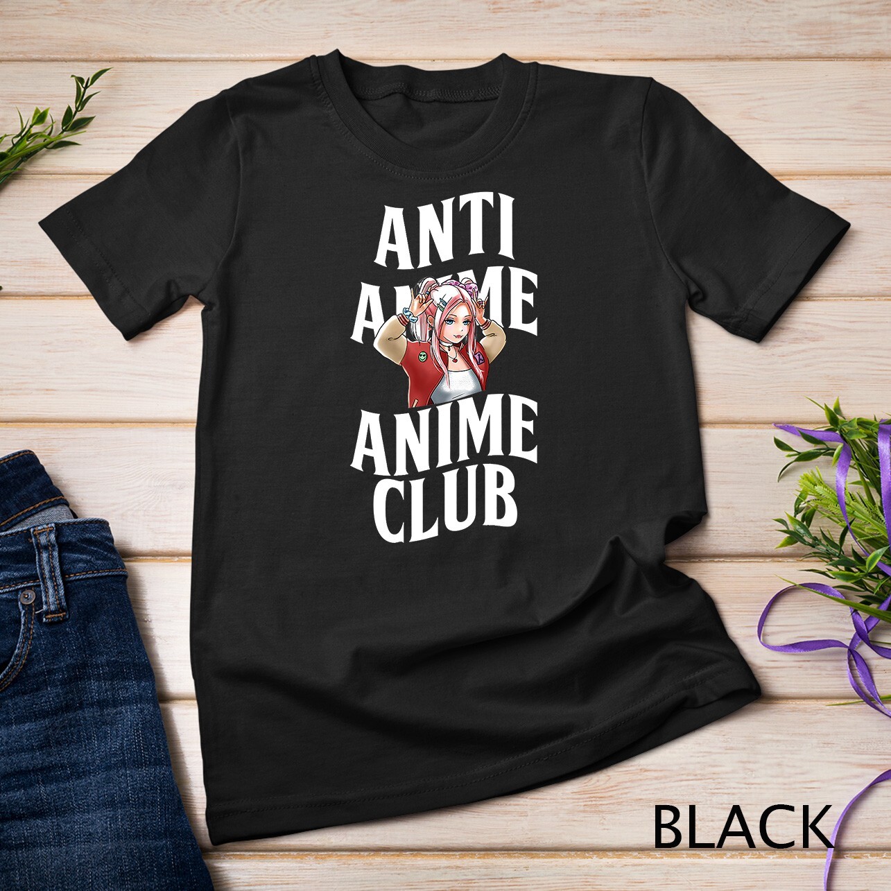 Anti Anime Club Kawaii Manga Otaku Japanese Art Cosplaying Unisex T-shirt