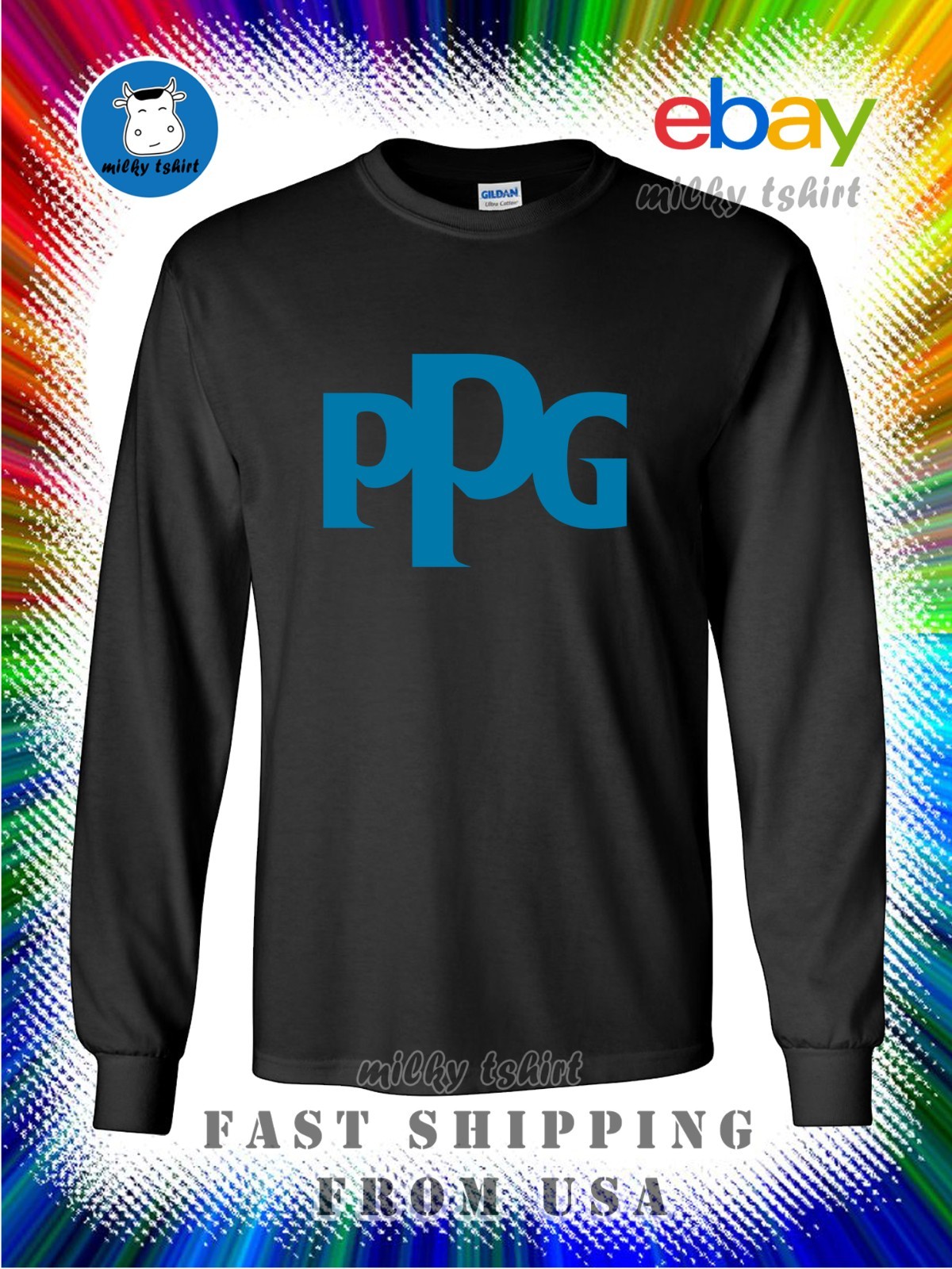 New Tee PPG Color Paints Logo Long Sleeve Men’s T-Shirt American T-Shirt