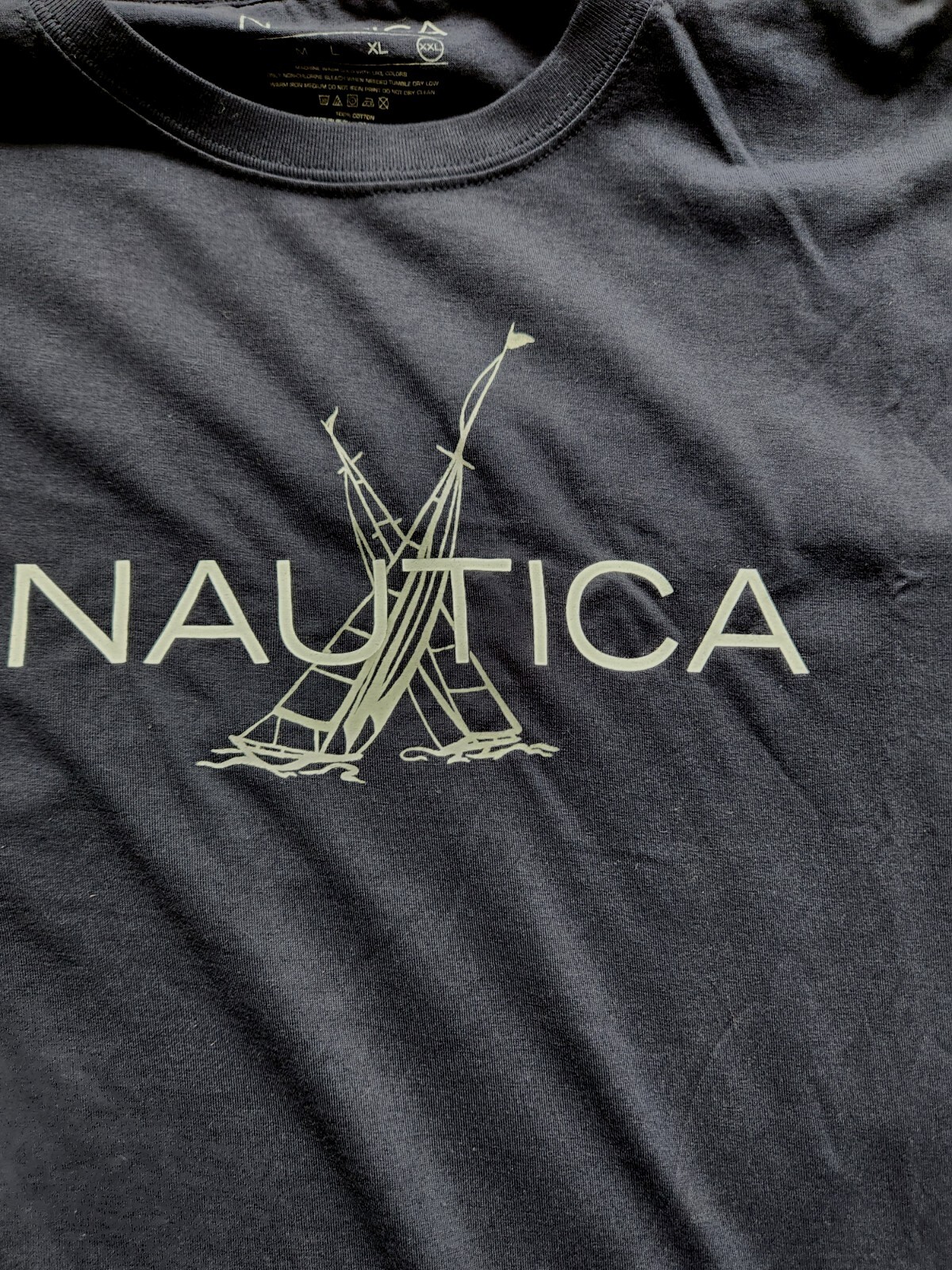 Lot Of 2 Nautica TShirts XXL Made In USA Navy Blue Red Logo Cotton Sport Boating