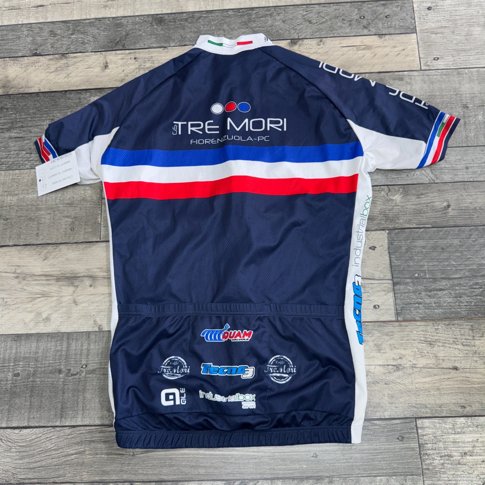 Tre Mori Blue Cycling Jersey Full Zip Short Sleeve Y2K Round neck Mens Large