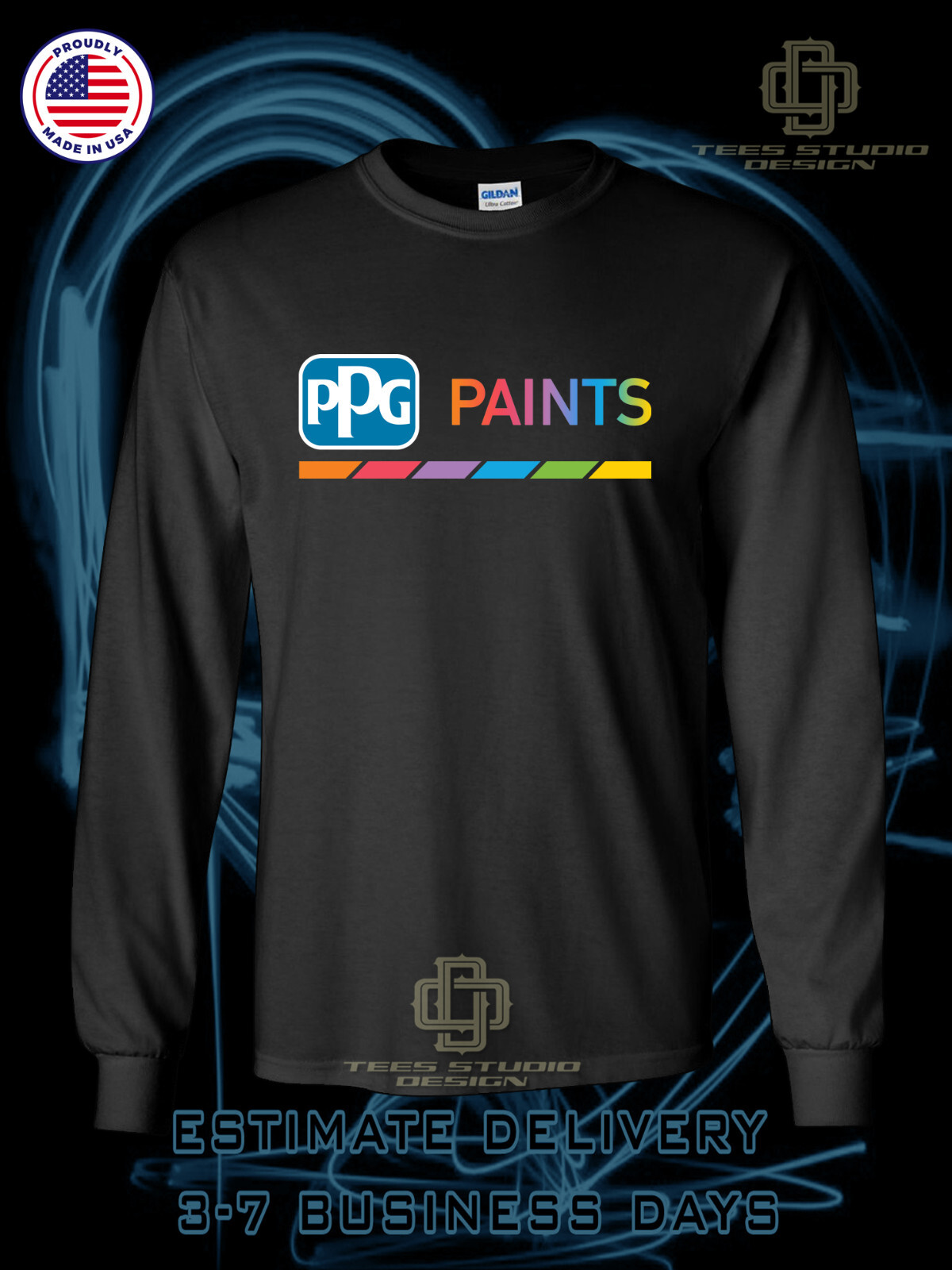 New Tee PPG Paint Color Logo Men’s T-Shirt American Long Sleeve Dotees T-Shirt