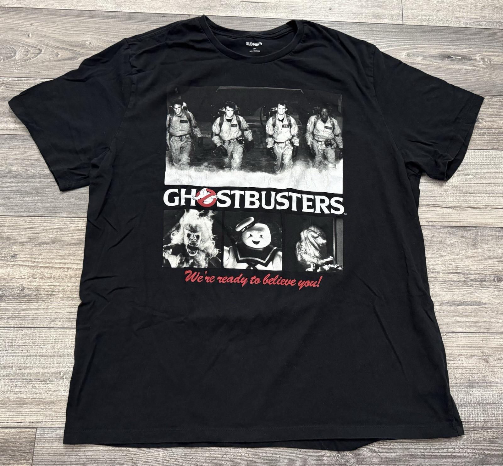 Ghostbusters Shirt Mens Size 2XL Old Navy Black “We’re Ready To Believe You”
